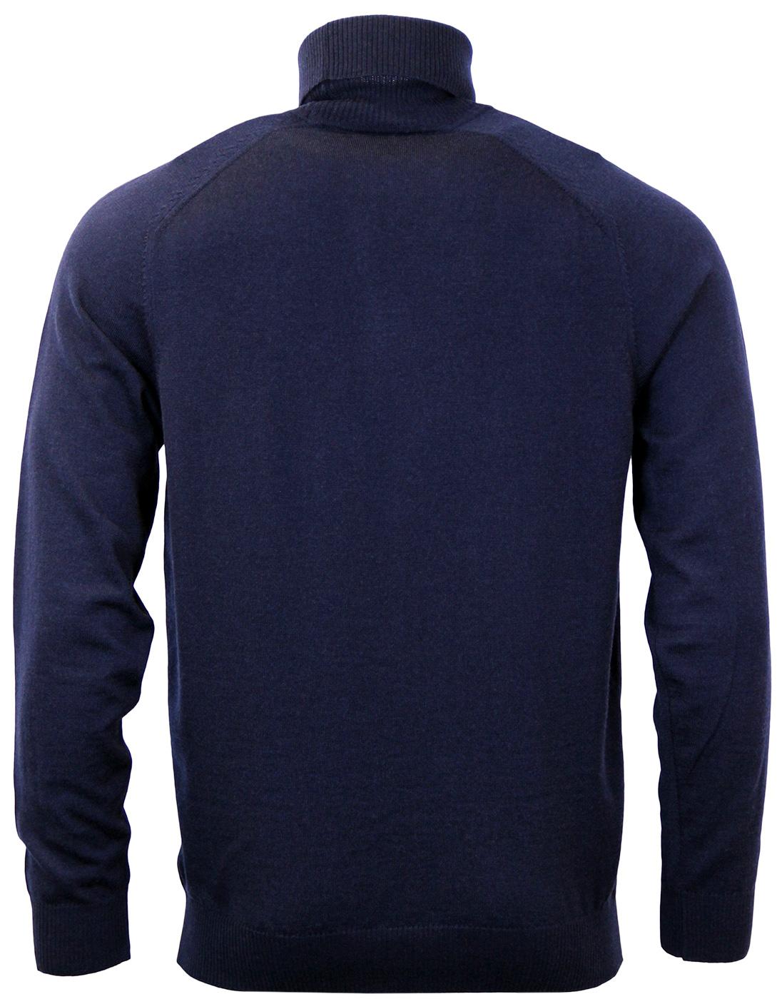 LYLE & SCOTT Retro Check Roll Neck Merino Jumper in Navy