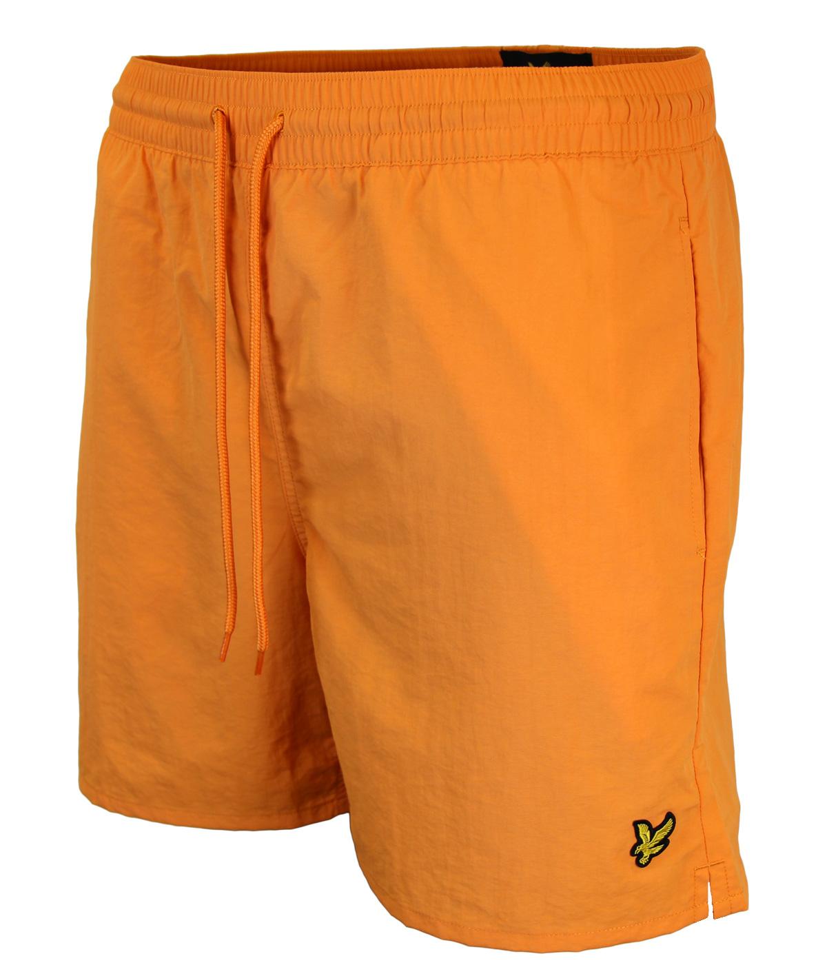 LYLE & SCOTT Retro Mod Plain Nylon Swim Shorts in Orange