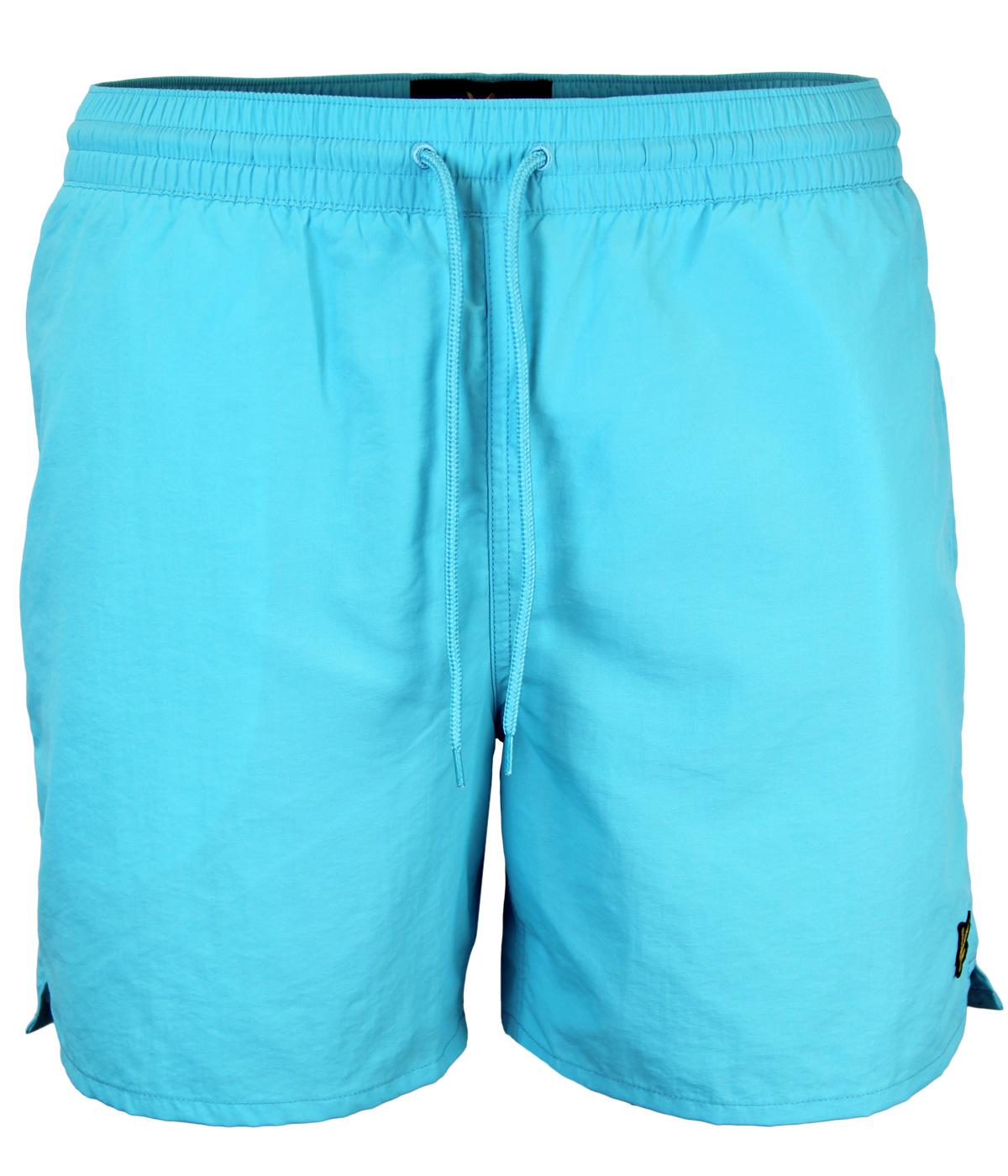 LYLE & SCOTT Retro Mod Plain Nylon Swim Shorts in Caribbean Ocean