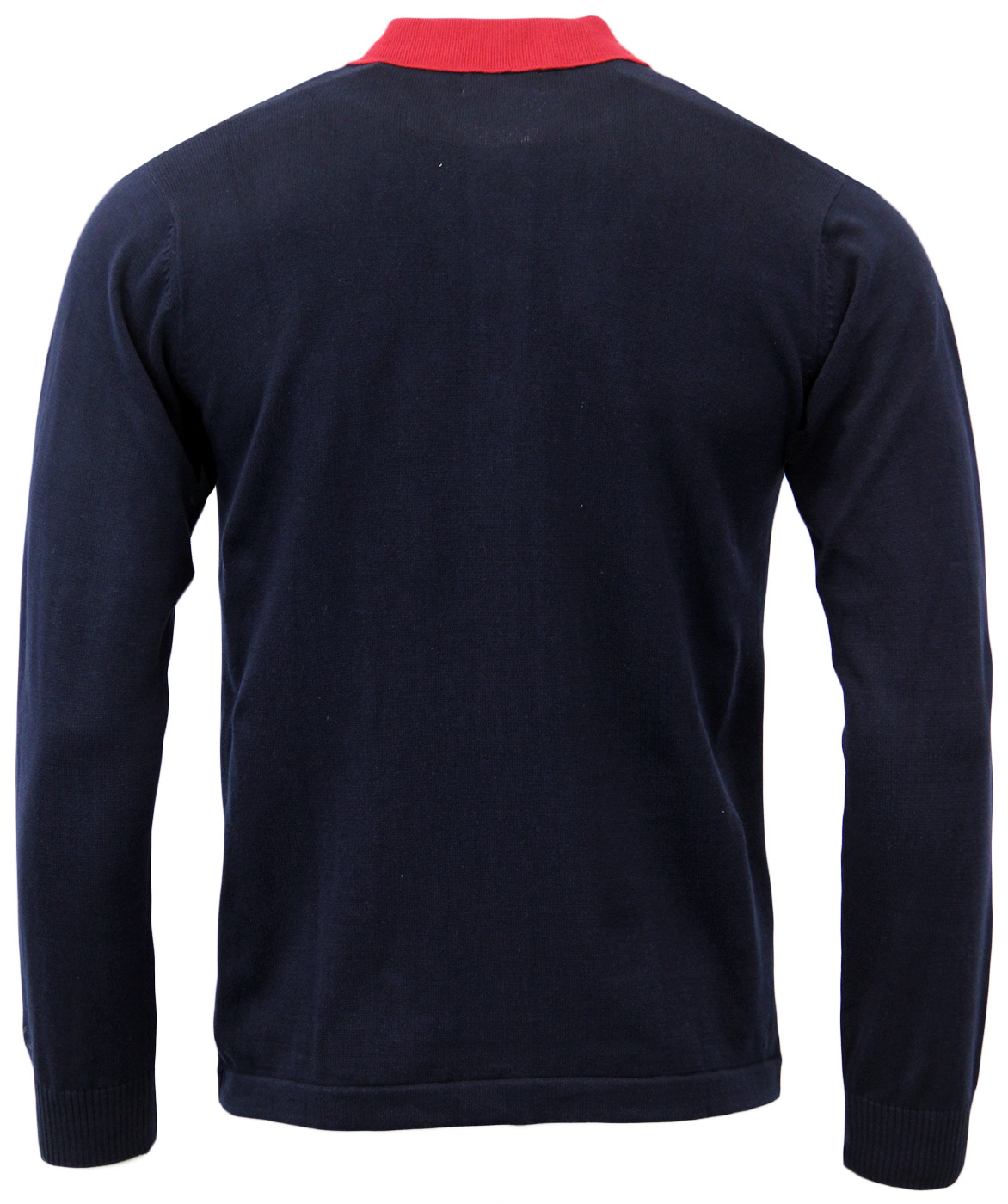 MADCAP ENGLAND Donovan Retro Mod Panel Polo Cardigan Navy