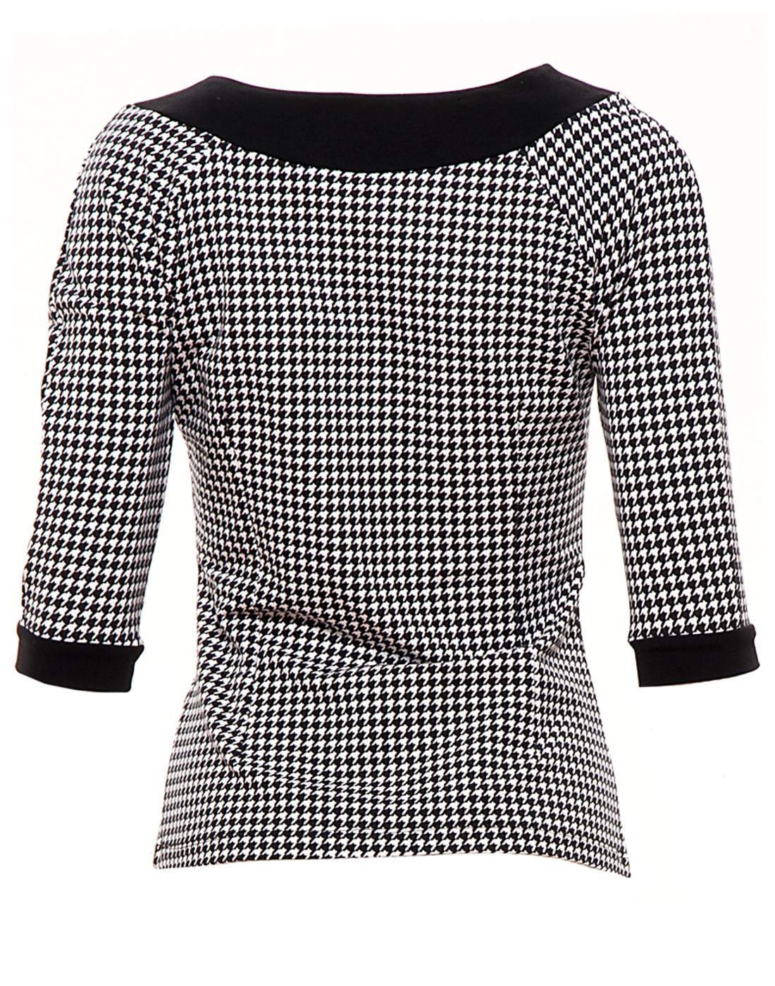 MADEMOISELLE YEYE Rosa 1960s Mod Houndstooth Top in Black/White