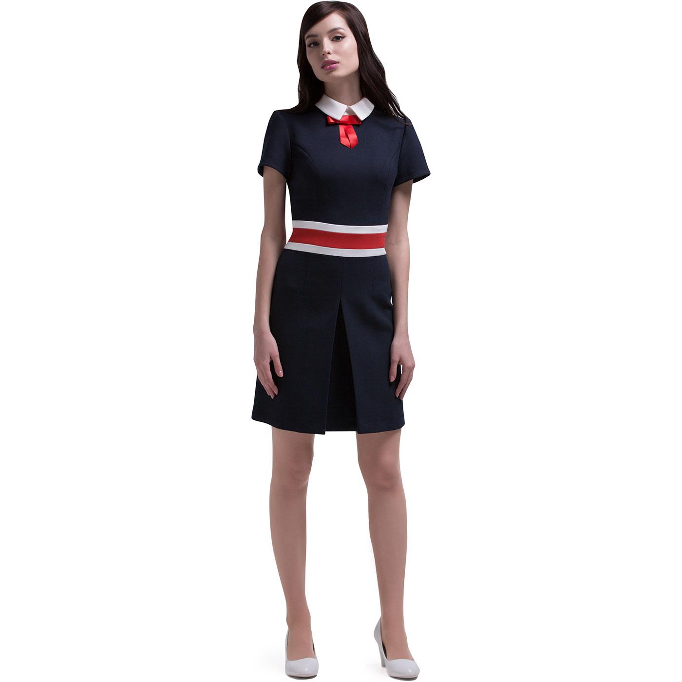 MARMALADE 60s Mod Contrast Stripe Collared Dress
