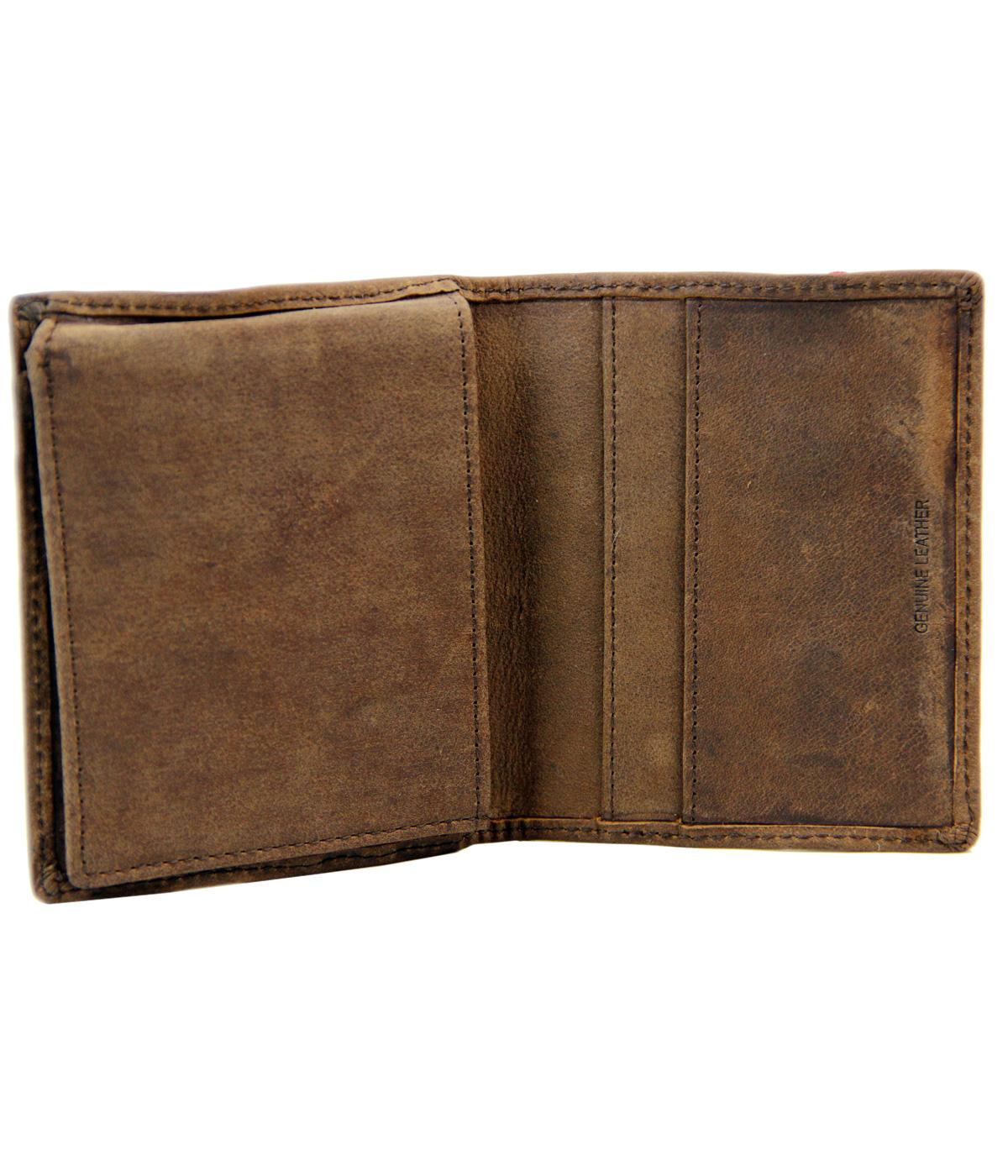 ORIGINAL PENGUIN Retro Leather Bi Fold Wallet in Tan