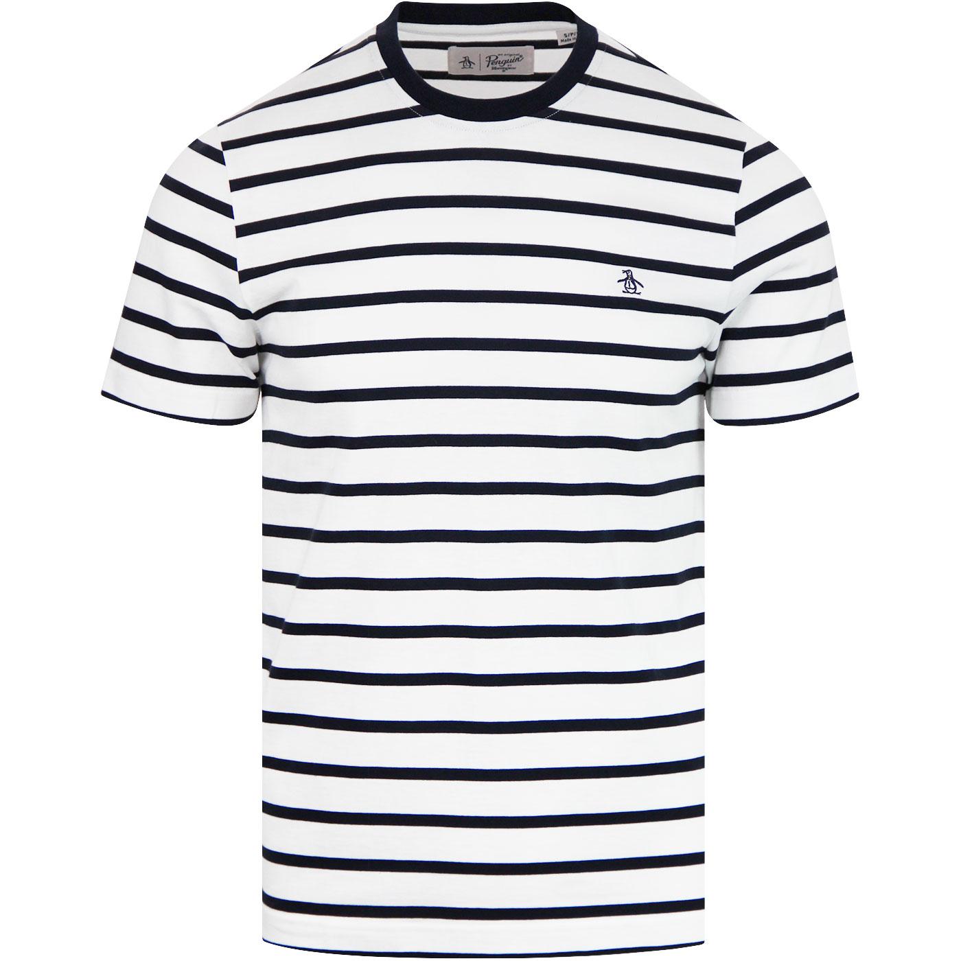 ORIGINAL PENGUIN Retro Mod Breton Stripe T-Shirt in White