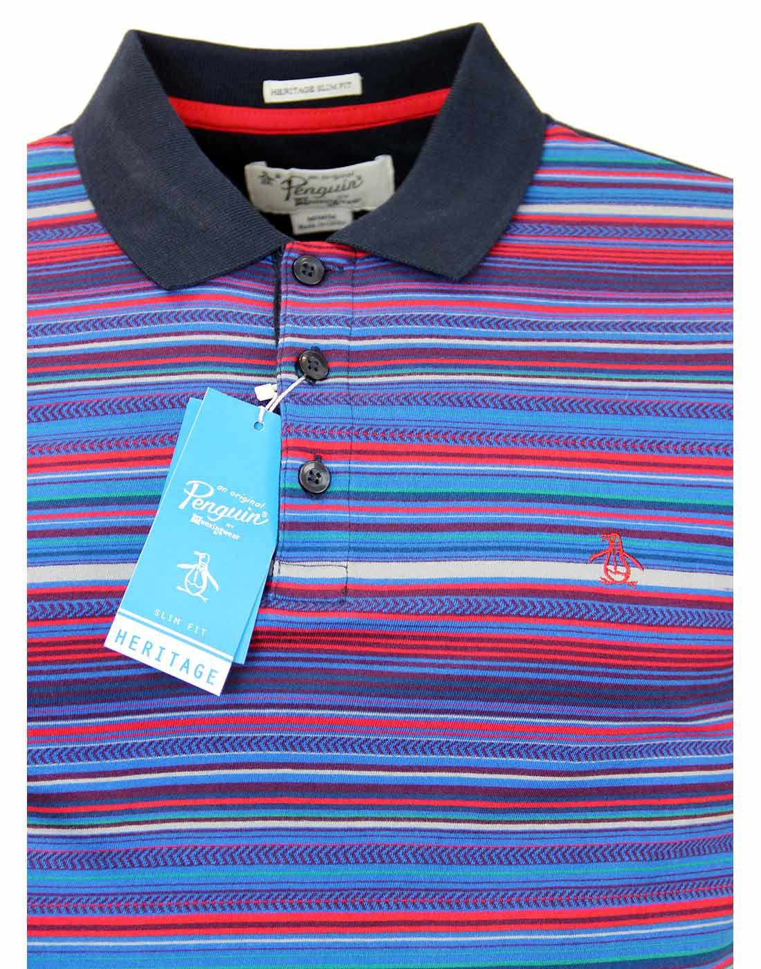 ORIGINAL PENGUIN Phire Retro Jacquard Stripe Polo in Sapphire