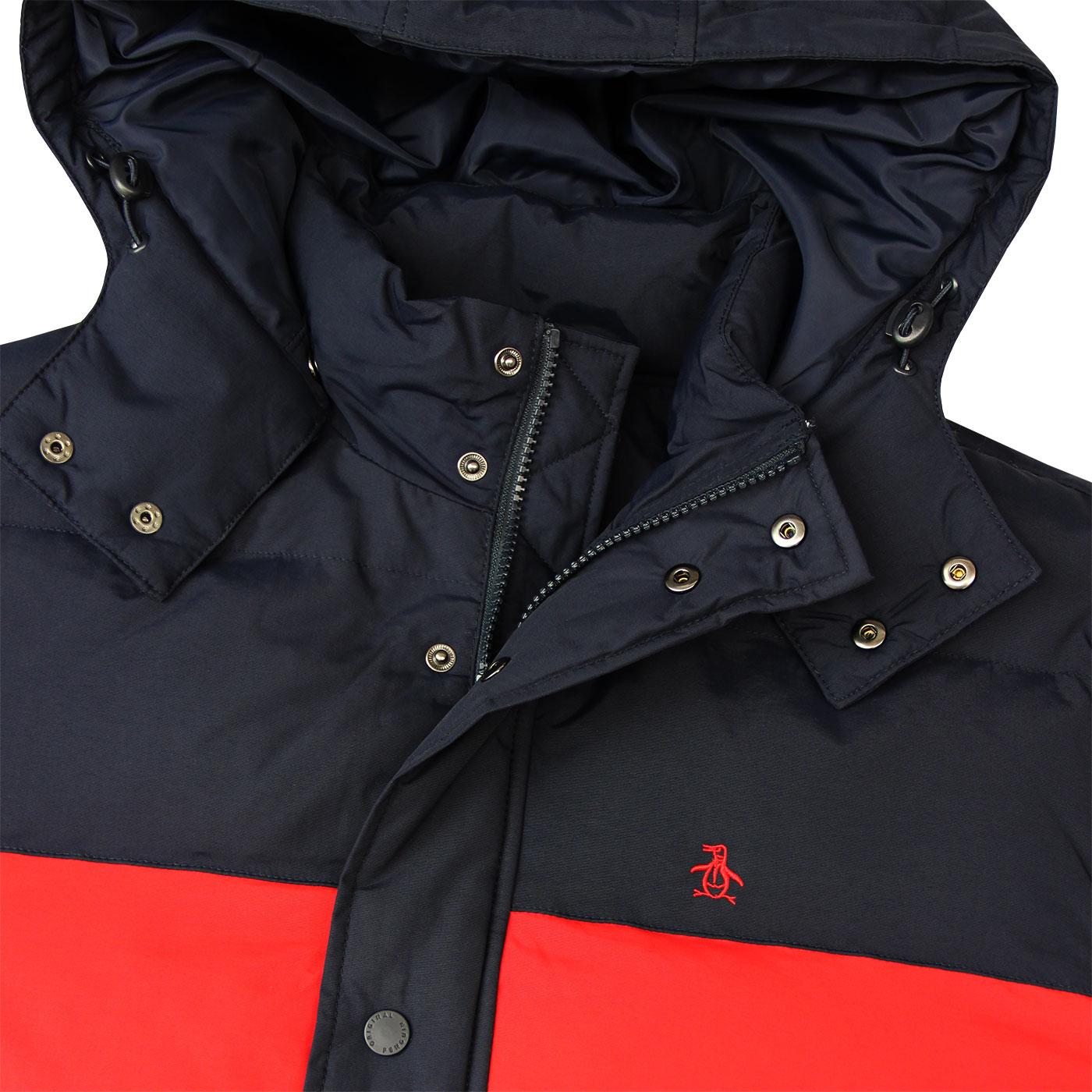 ORIGINAL PENGUIN Men's Retro 70s Ski Puffer Jacket in Blue ORIGINAL PENGUIN Men's Retro 70s Ski Puffer Jacket in Blue