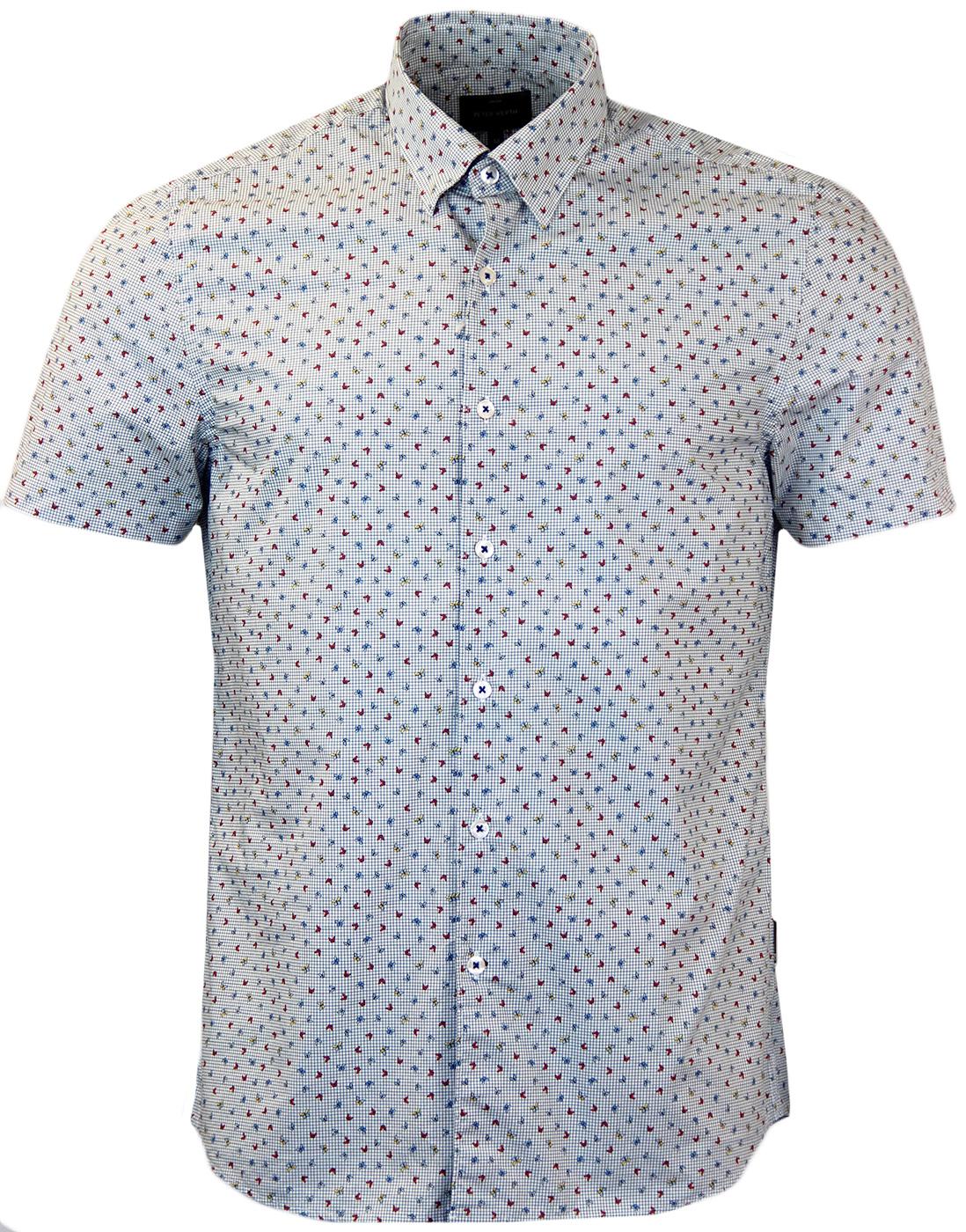 PETER WERTH Parade Retro Butterfly Print Shirt in Blue