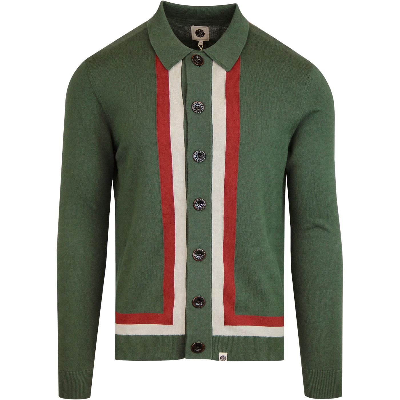 PRETTY GREEN Mod Contrast Stripe Polo Cardigan 