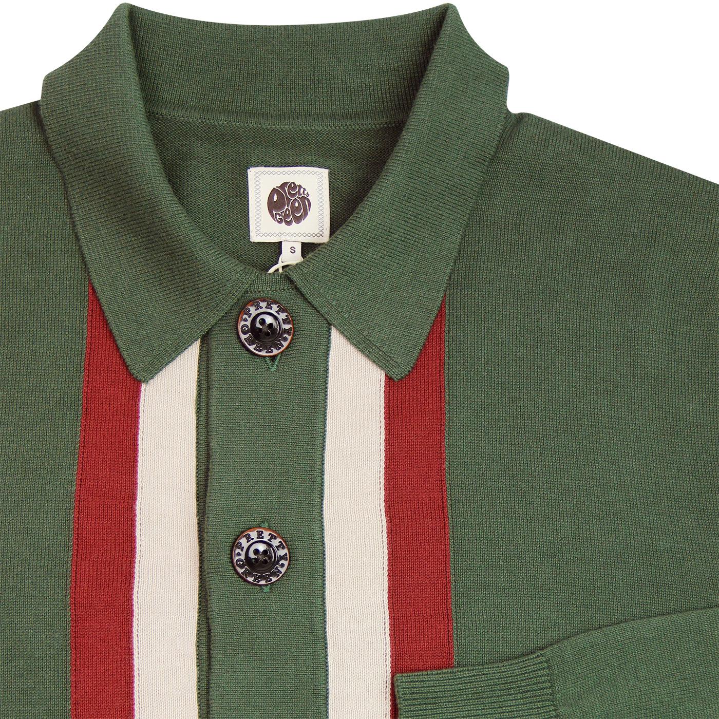 pretty green contrast panel knitted shirt