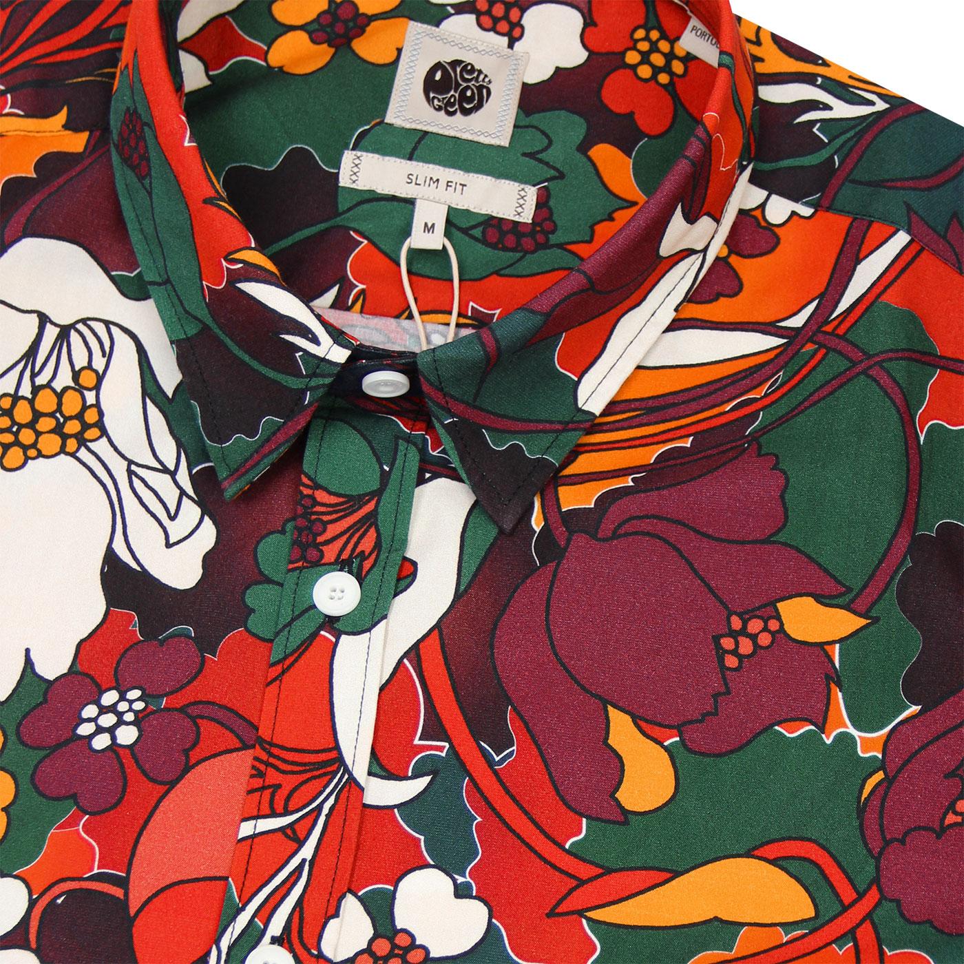 PRETTY GREEN Psychedelic 1960s Mod Bold Floral Print Shirt