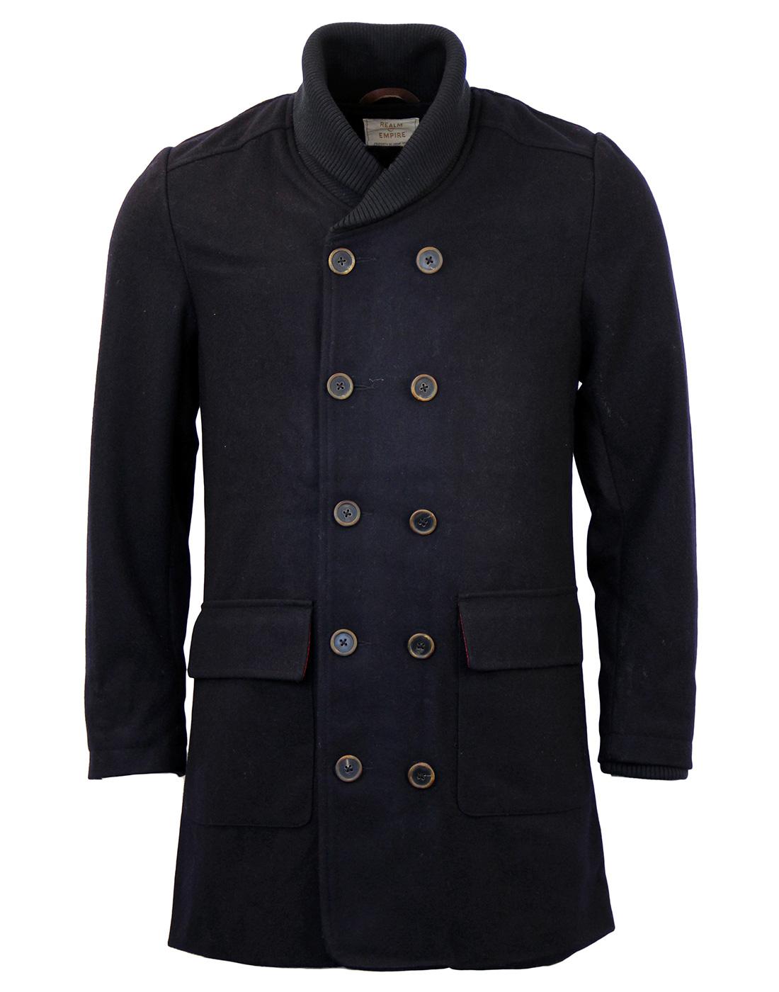 REALM & EMPIRE Panton Double Breasted Pilot Jacket in Navy
