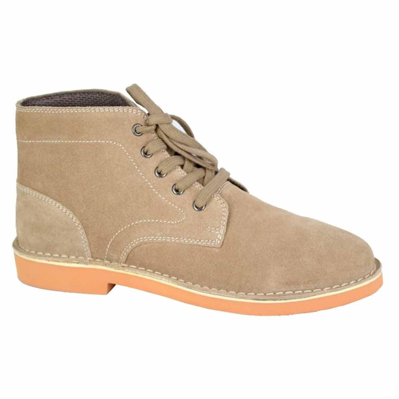 Roamers Retro 5 Eye Suede Leisure Boots Taupe