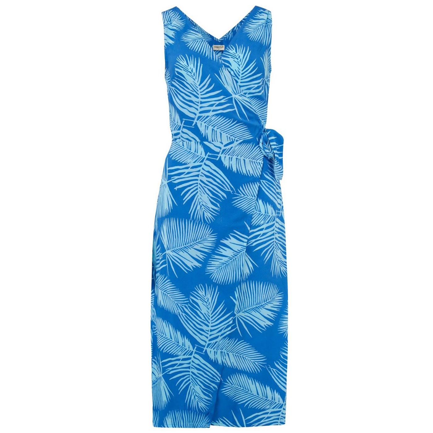 SUGARHILL BRIGHTON Roisin Cool Palm Wrap Dress in Blue
