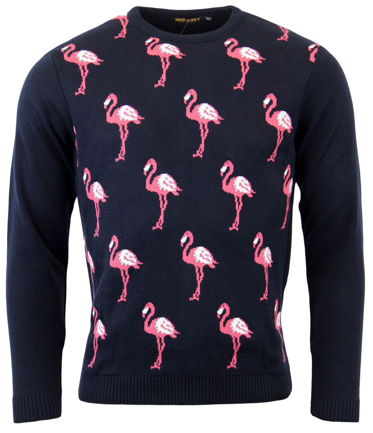 Retro Seventies Flamingo Knitted Crew Neck Jumper
