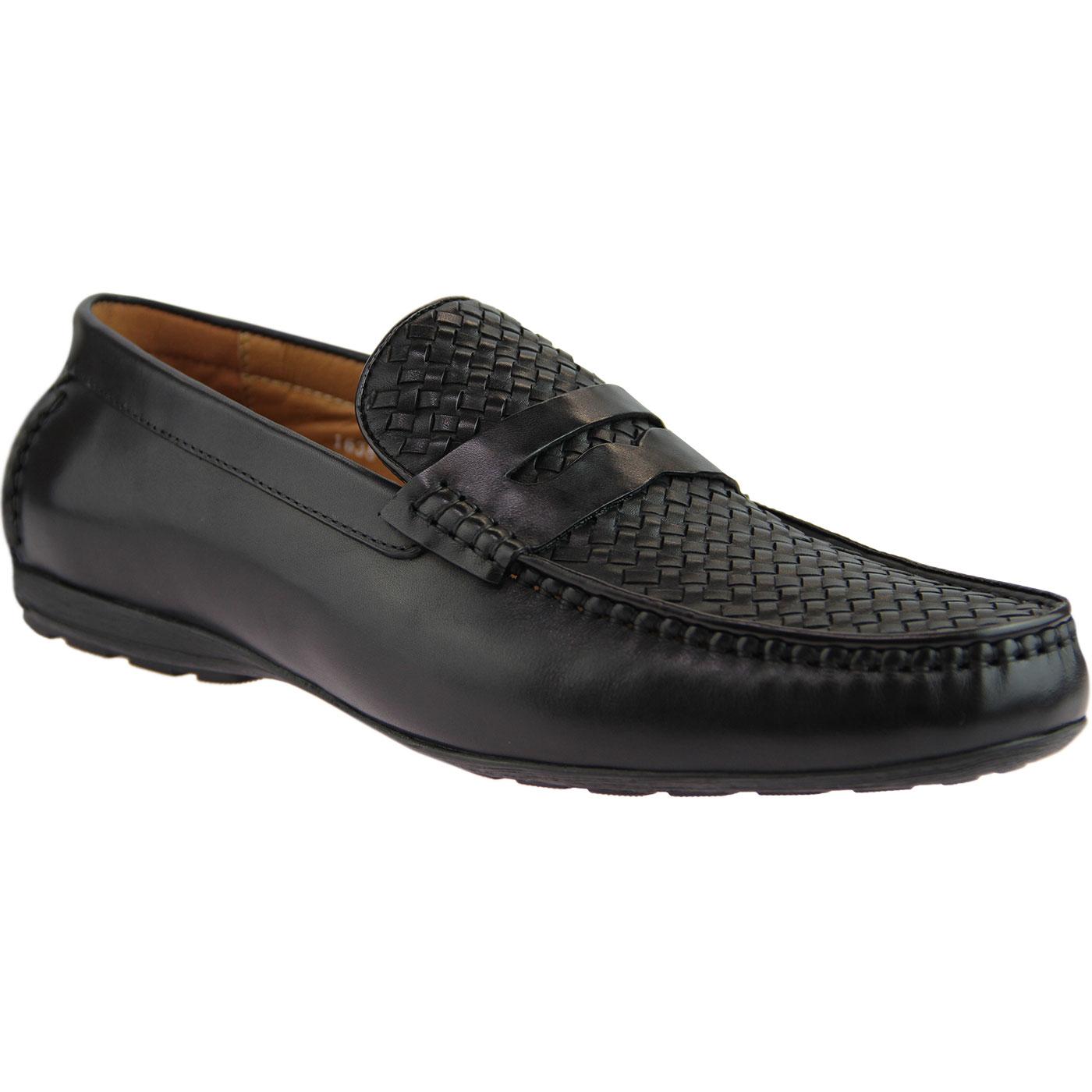 SERGIO DULETTI Ilkay Basket Weave Driving Shoes in Black