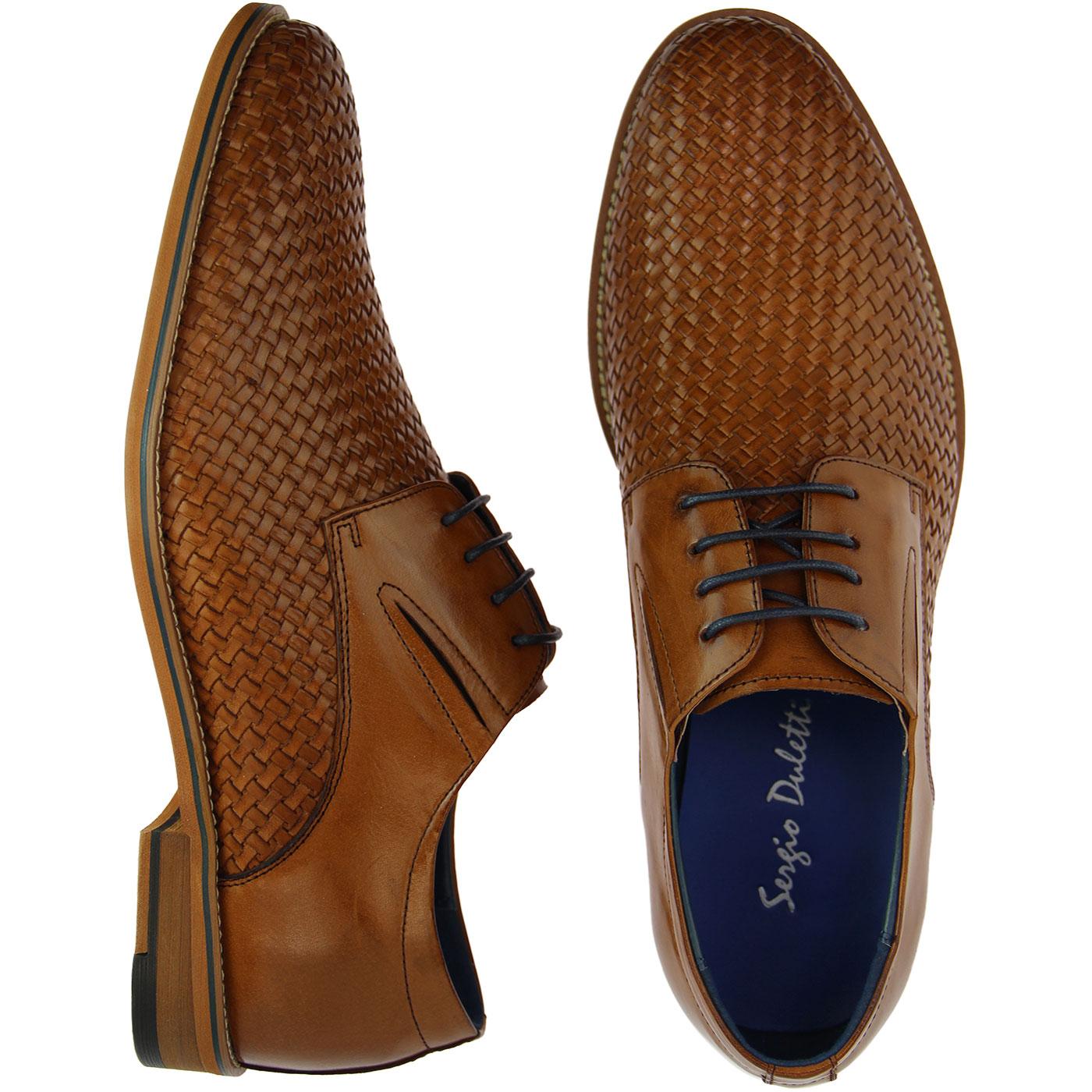SERGIO DULETTI Toni Basket Weave Derby Shoes in Brown