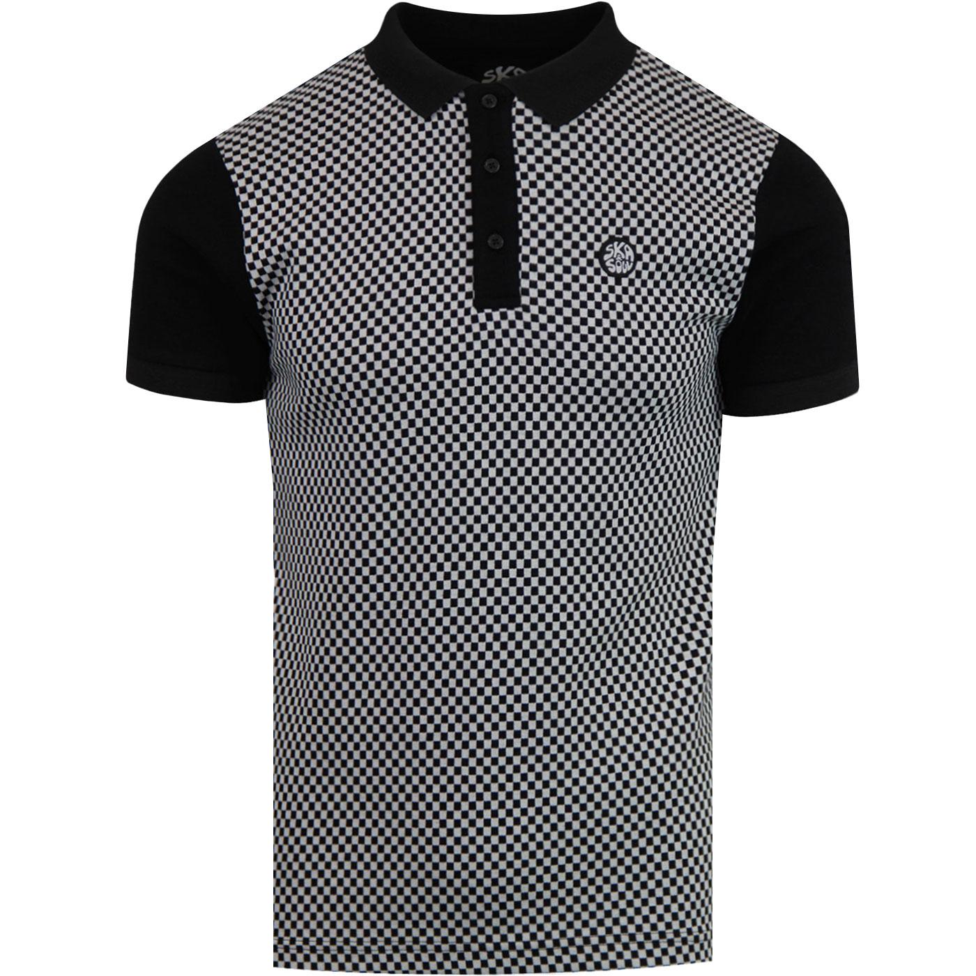 Fred Perry woven panel polo shirt in brighton blue