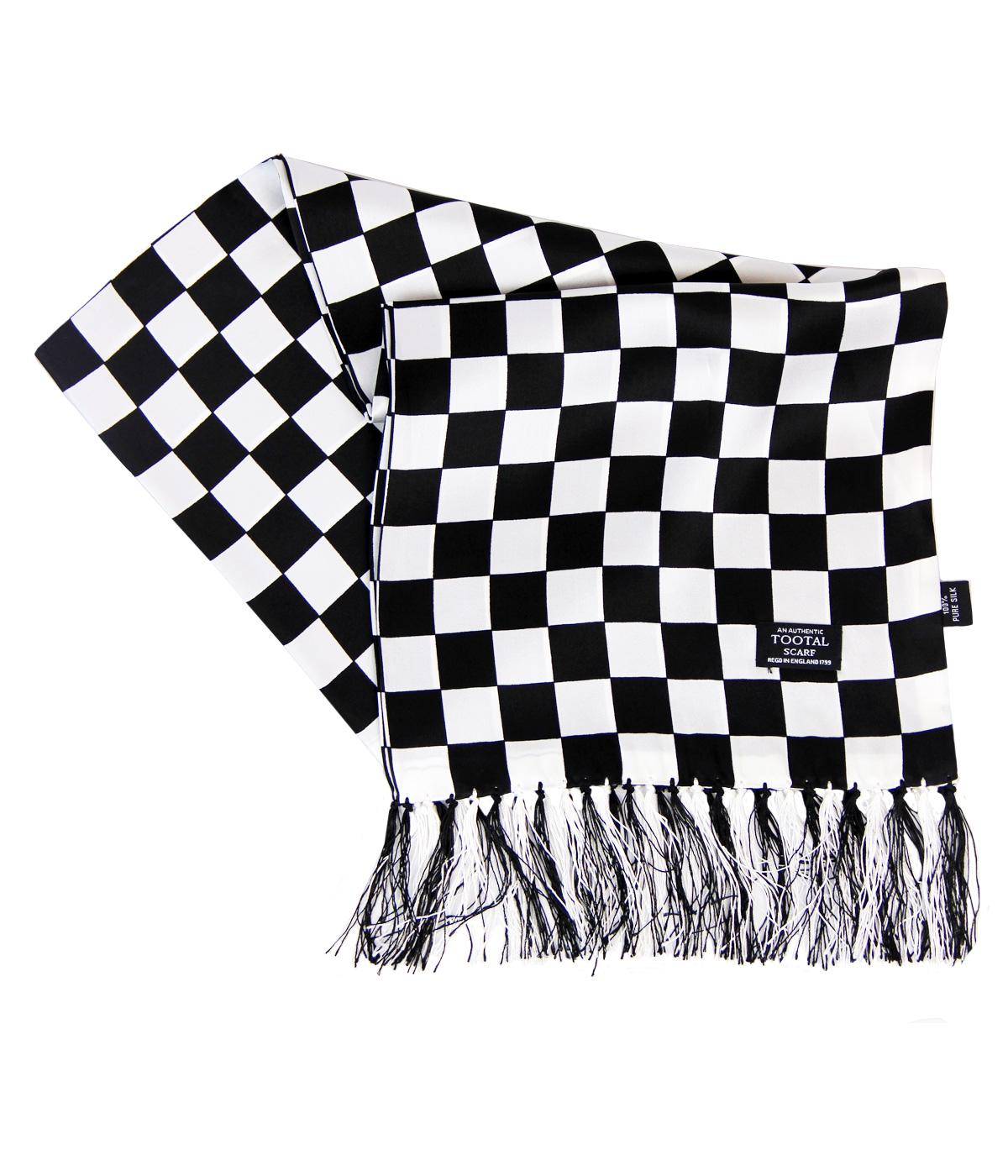 TOOTAL Retro 1960's Mod Chequered Fringed Scarf