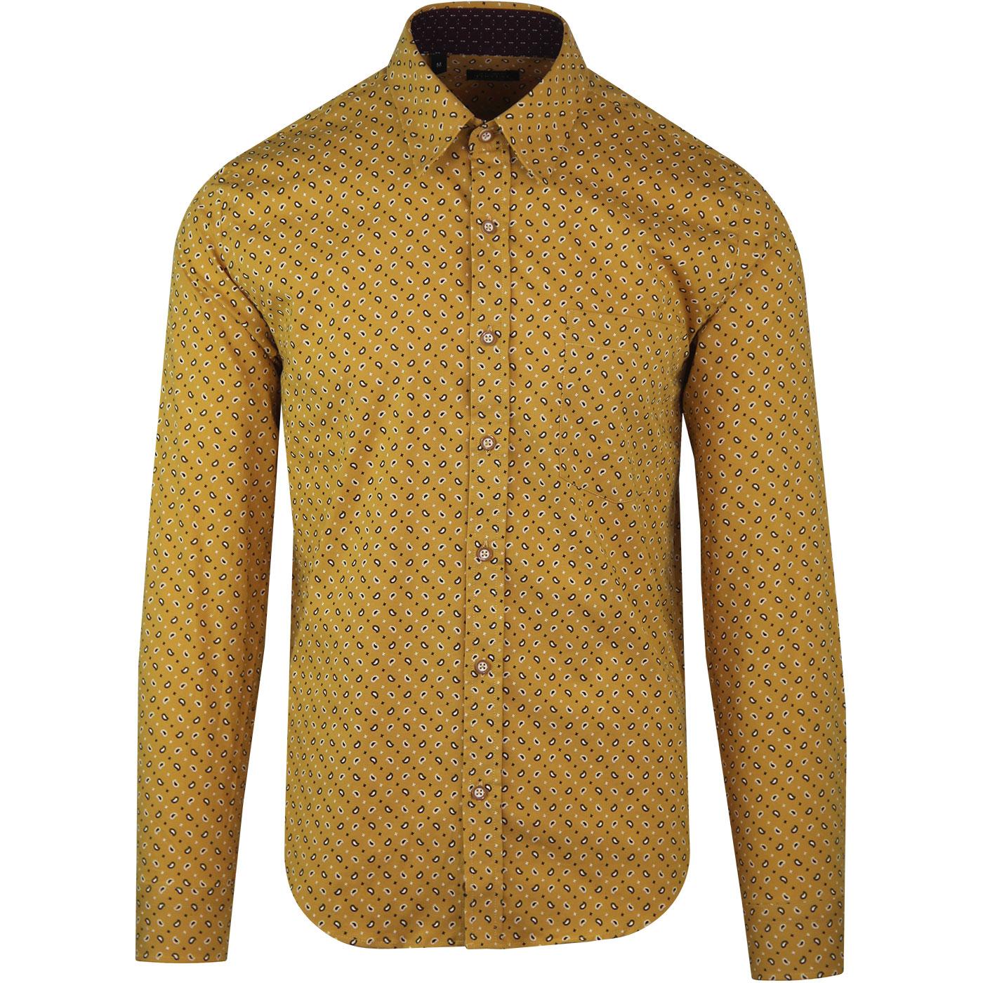 Paisley Print TOOTAL 60s Button Down Shirt In Gold