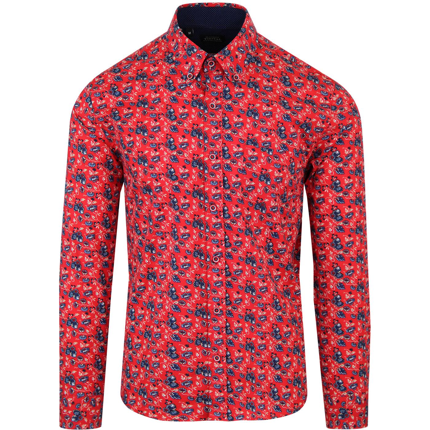 Ground TOOTAL Floral Print Button Down Shirt Red