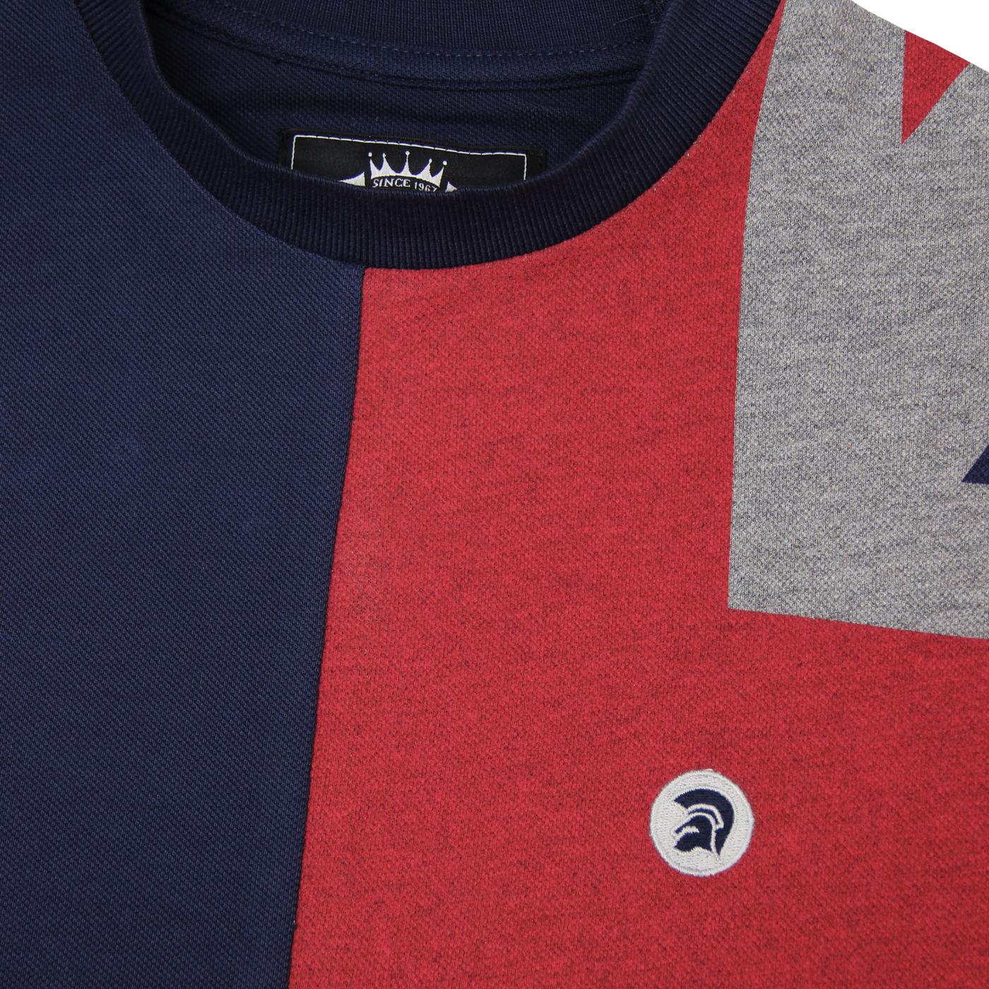 Trojan Records Navy Classic Helmet Logo T-Shirt – 100% Baumwolle, Kurzarm, Blau, Neu