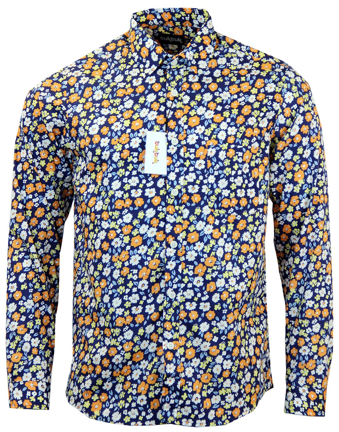 TUKTUK Retro Mod Floral Button Down Shirt