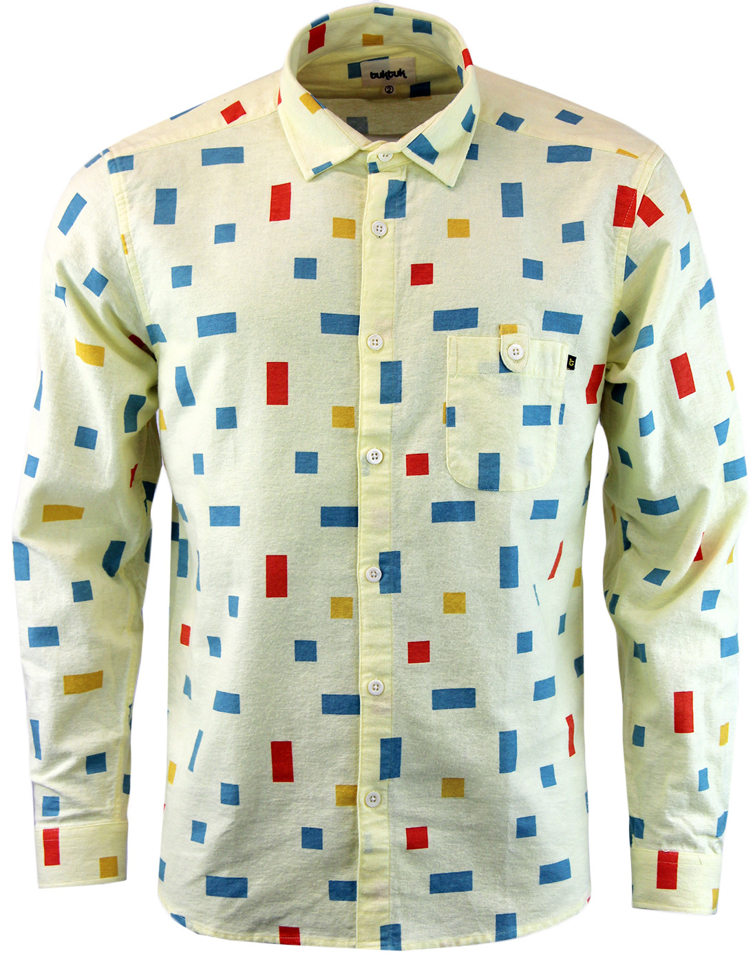 TUKTUK Retro 70s Mens Mondrian Colour Block Shirt