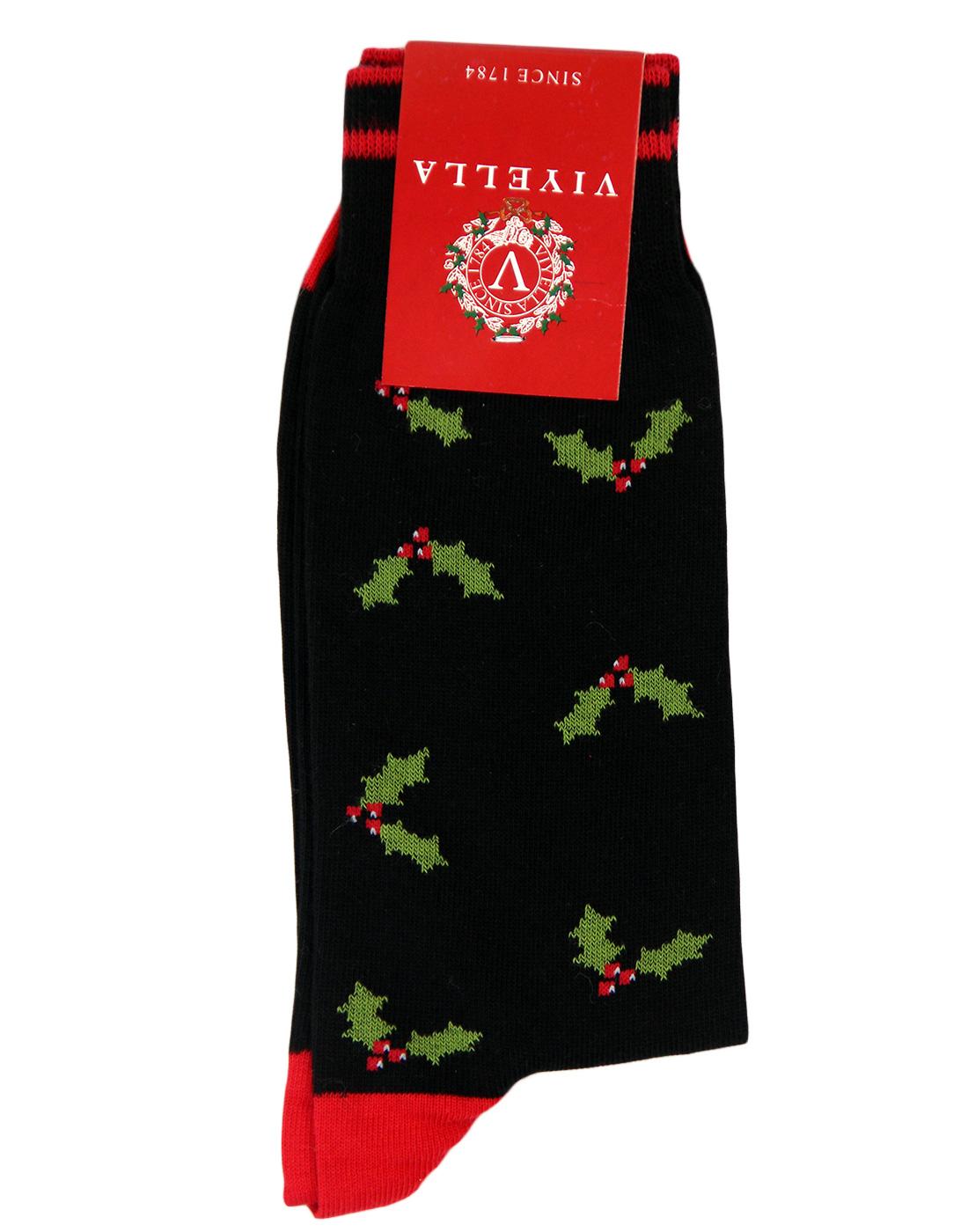 + VIYELLA Christmas Holly Print Retro Socks