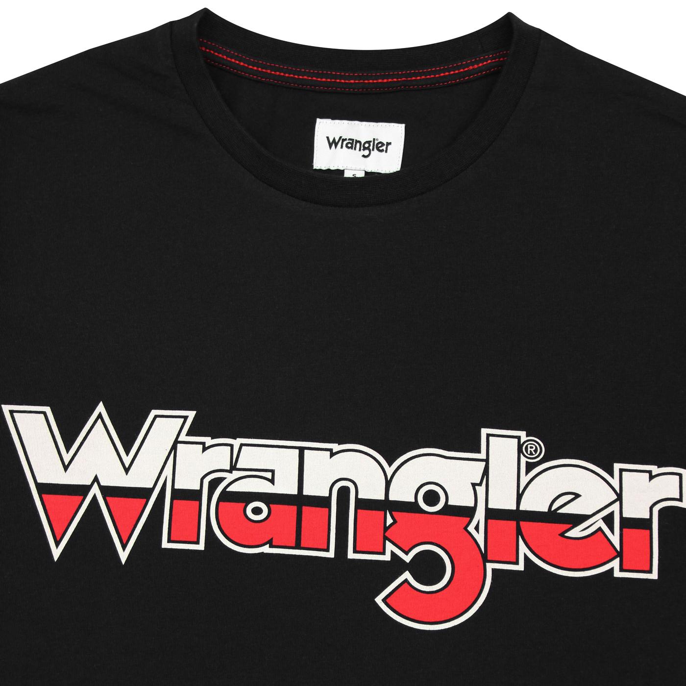WRANGLER Men's Retro 70s Long Sleeve Logo T-Shirt Black
