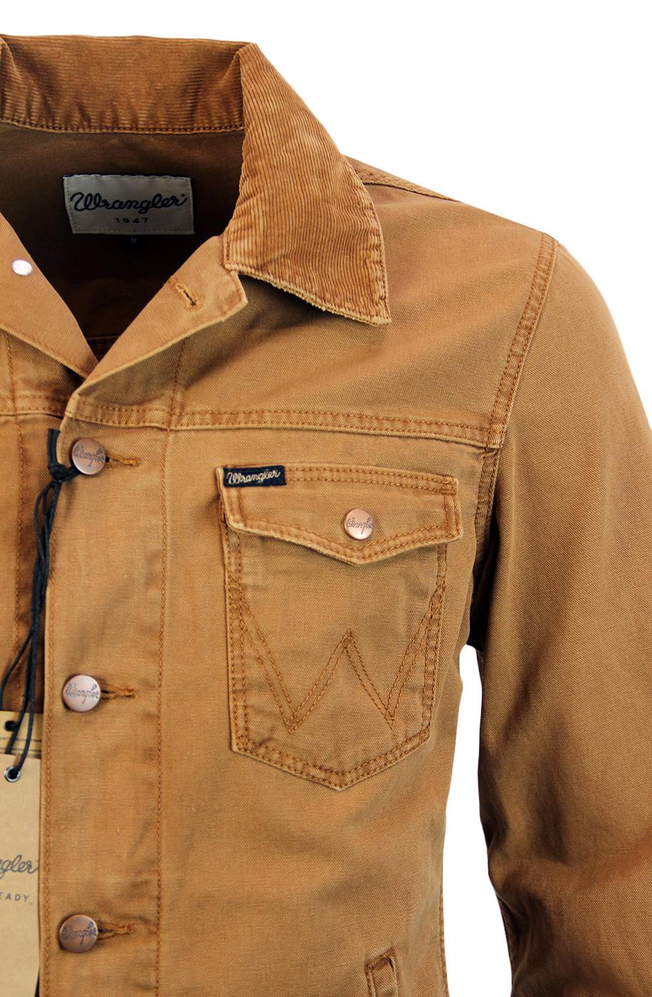 WRANGLER Retro Seventies Cord Collar Denim Western Jacket in Rust