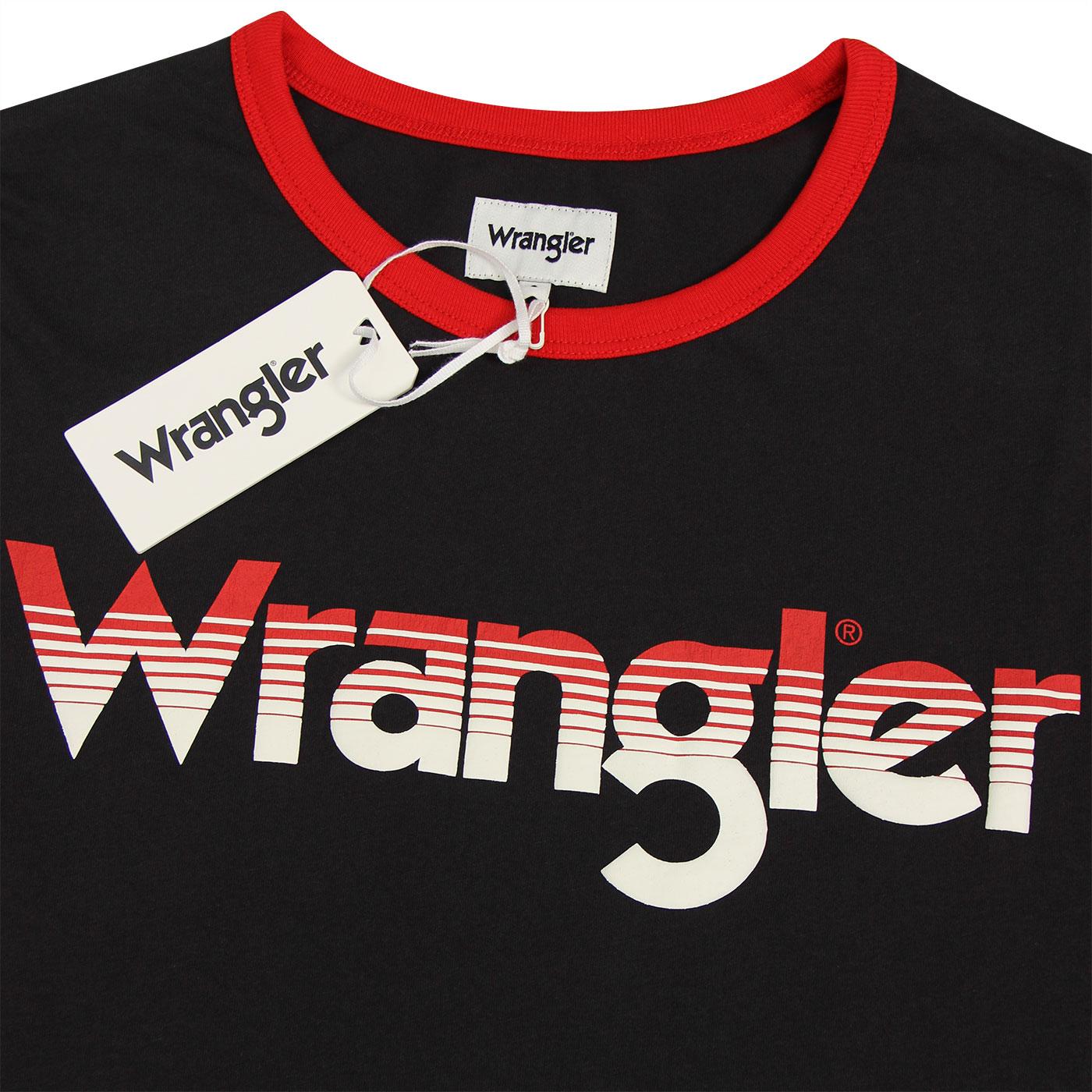 WRANGLER Men's Retro 70s Ringer Logo T-Shirt in Black