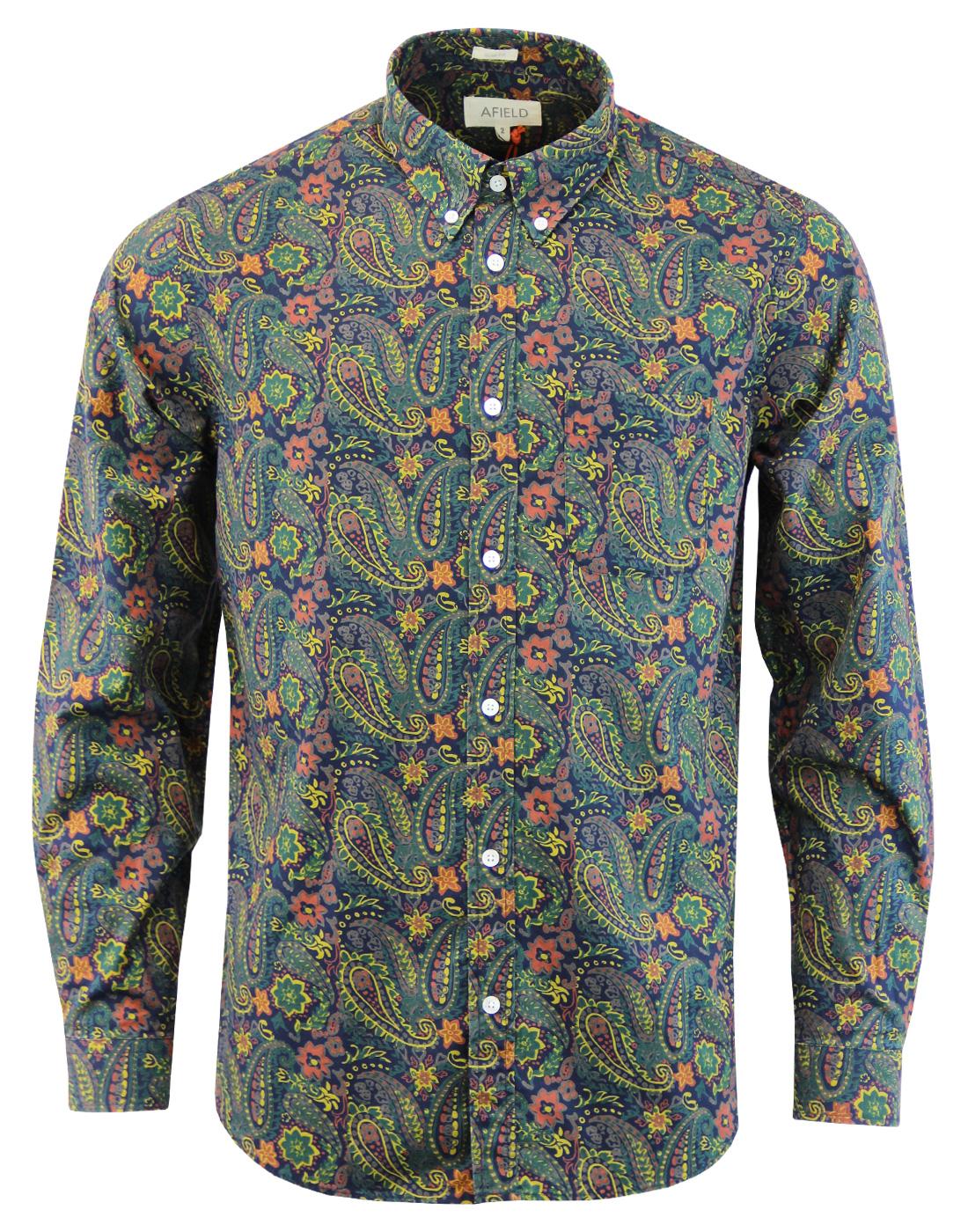 AFIELD 60s Mod Button Down Painted Paisley Shirt