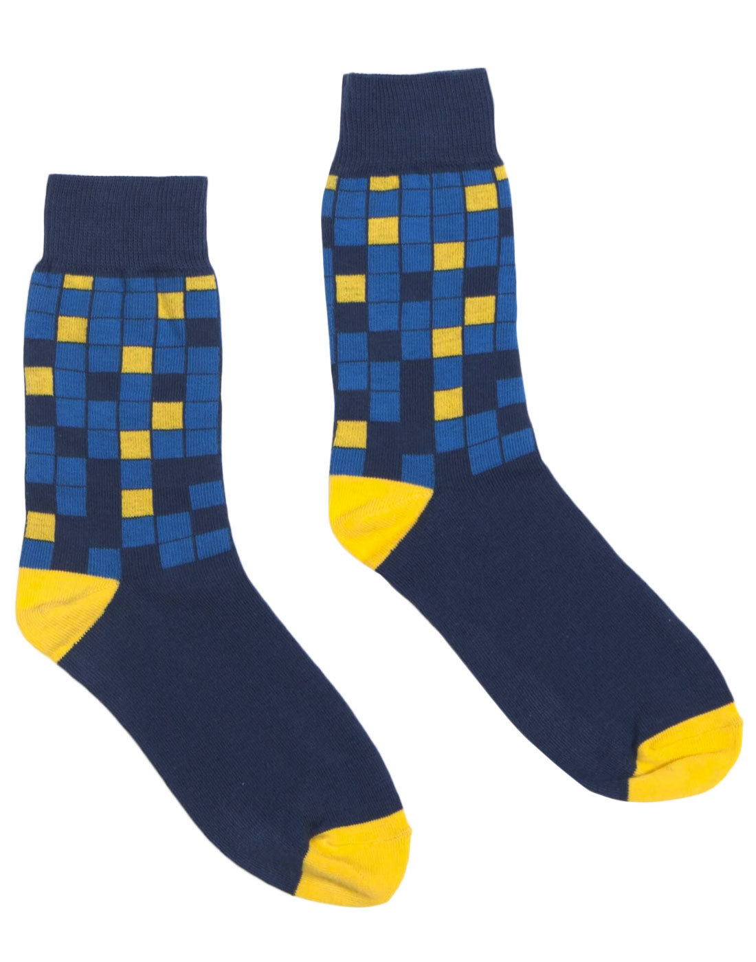 AFIELD Men's Retro Mod Abstract Square Pool Tile Socks in Blue
