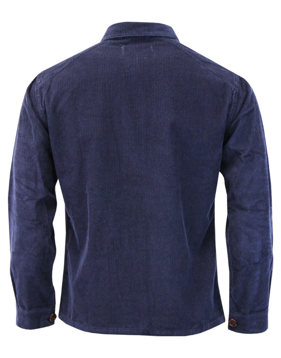AFIELD Porter Men's Retro Mod Cotton Corduroy Shirt Jacket Navy