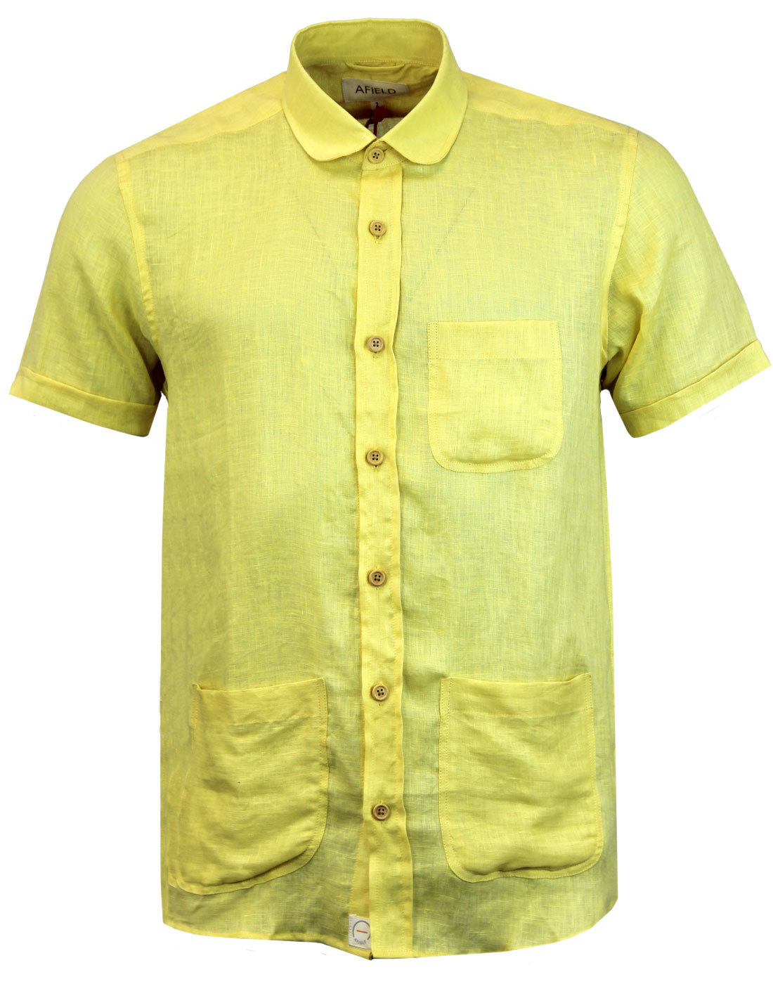 AFIELD Santos Retro 1970s Linen Slub Penny Collar Summer Shirt