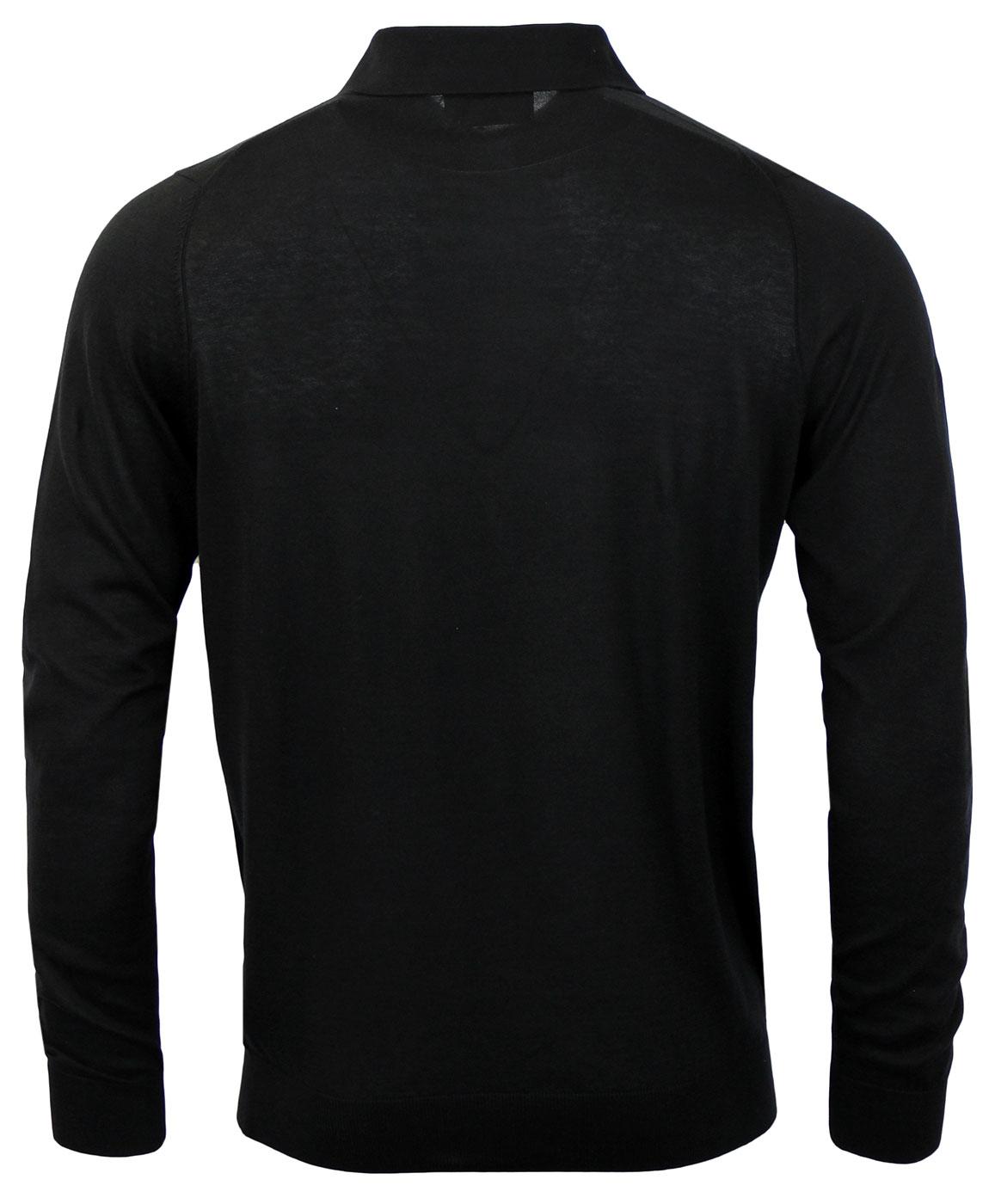 ALAN PAINE Sudbrooke Retro 60s Mod Fine Knit Polo Shirt Black