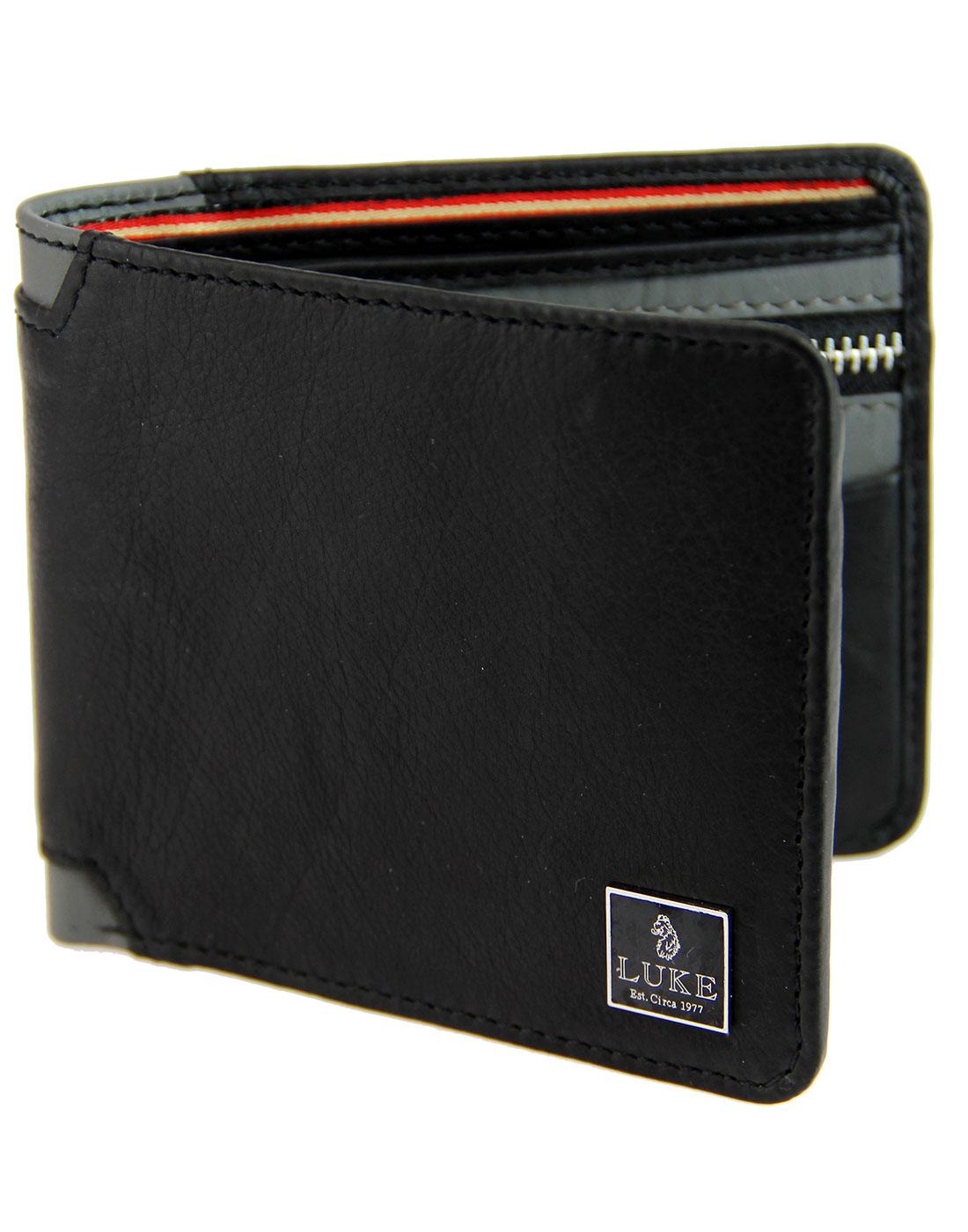 Ali LUKE Retro Contrast Trim Leather Wallet BLACK