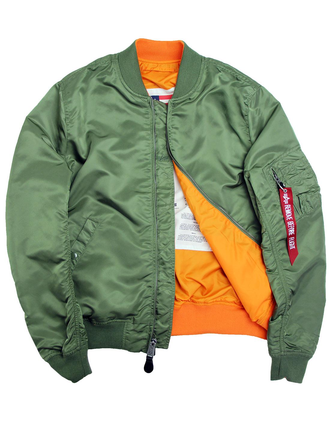 ALPHA INDUSTRIES MA1 VF USAF Blood Chit Bomber Jacket in Sage