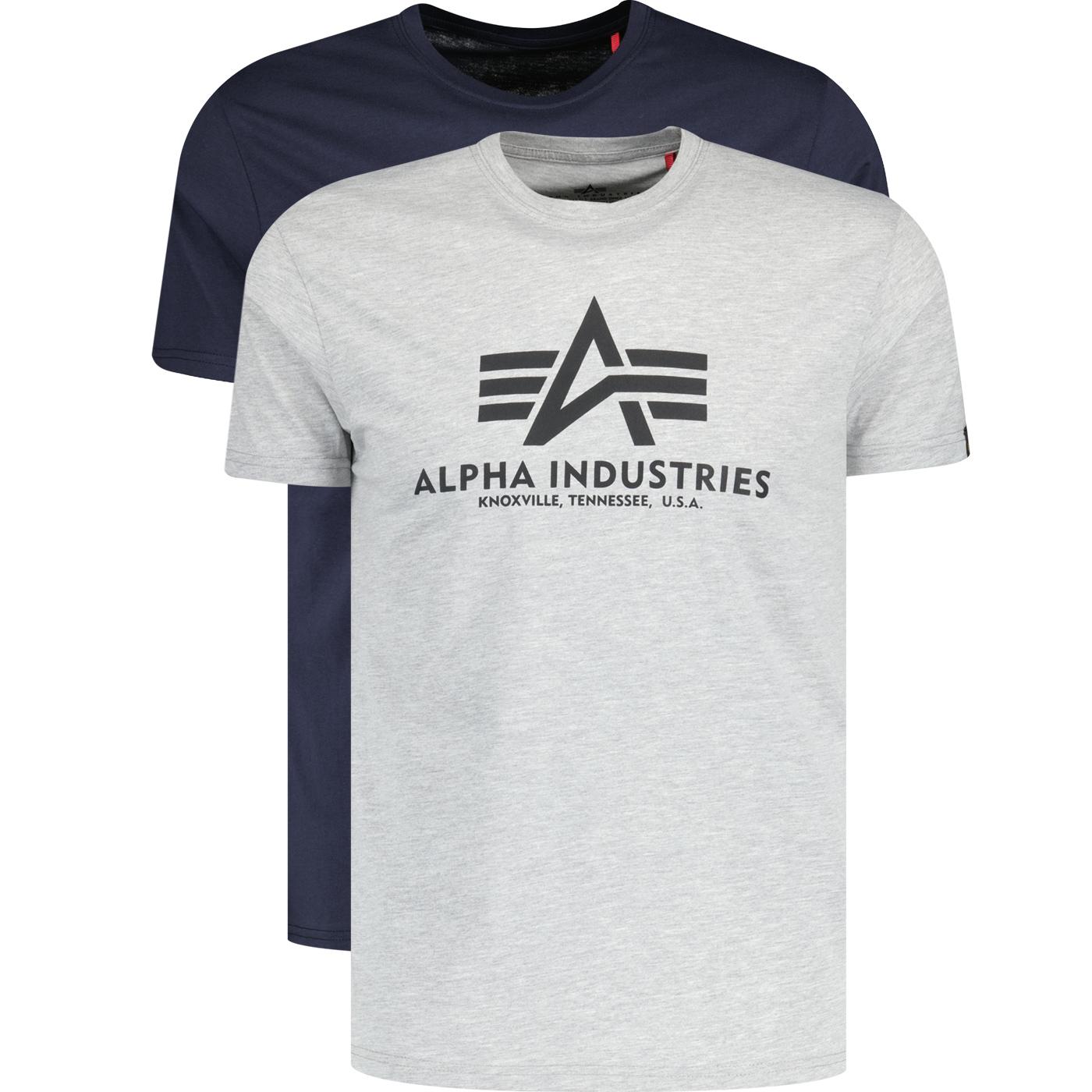 Alpha Industries Basic Logo Tee 2 Pack Grey/Blue