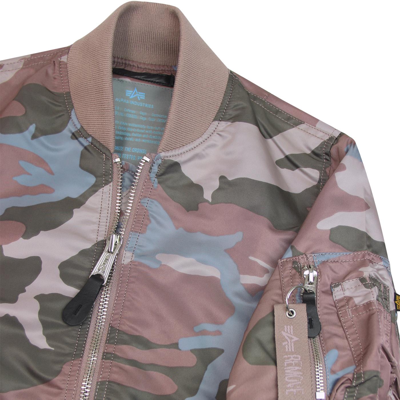 New Womens Military MA1 All Over Camouflage Print Padded Bomber Jackets 8-16