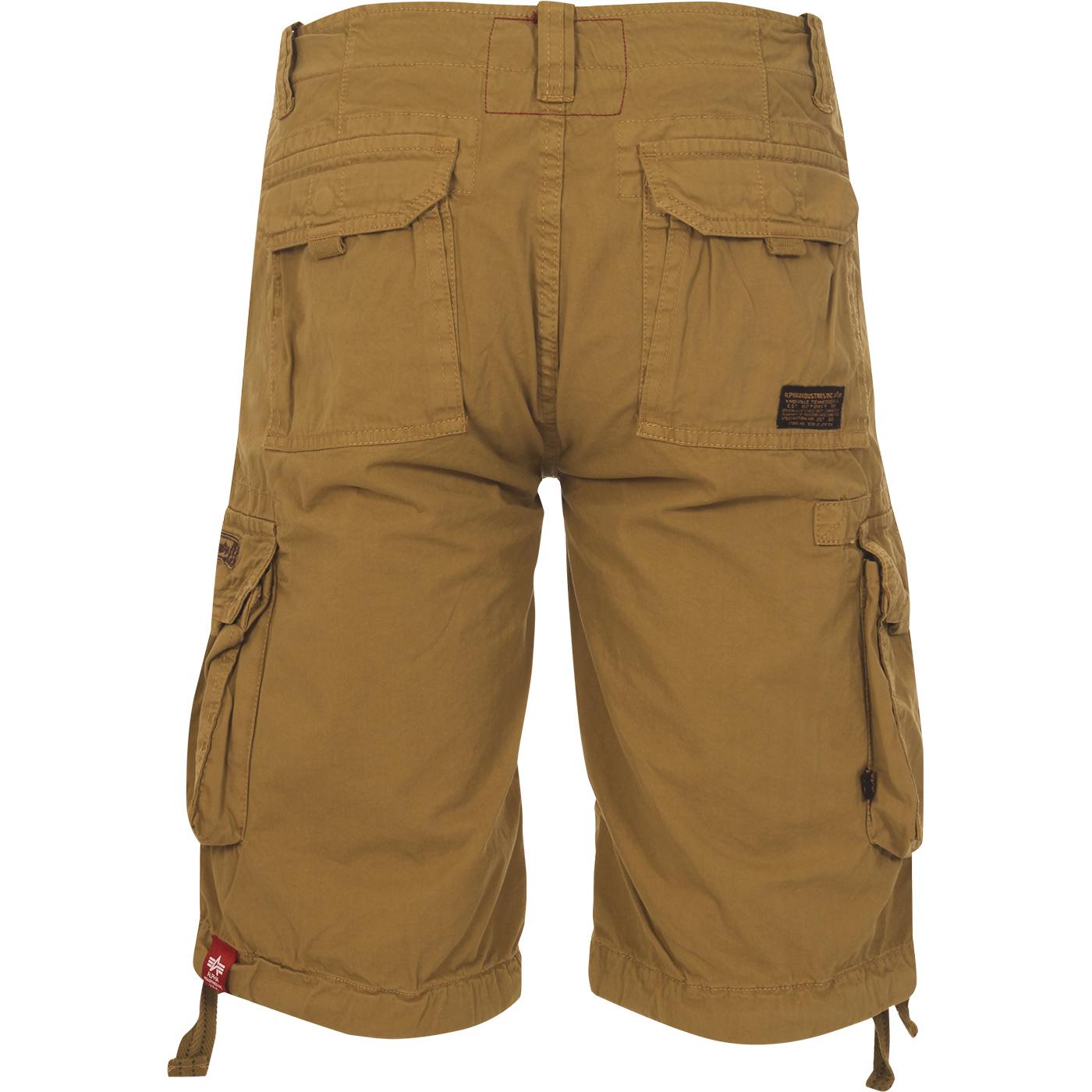 ALPHA INDUSTRIES Retro Cargo Pocket Jet Shorts in Khaki