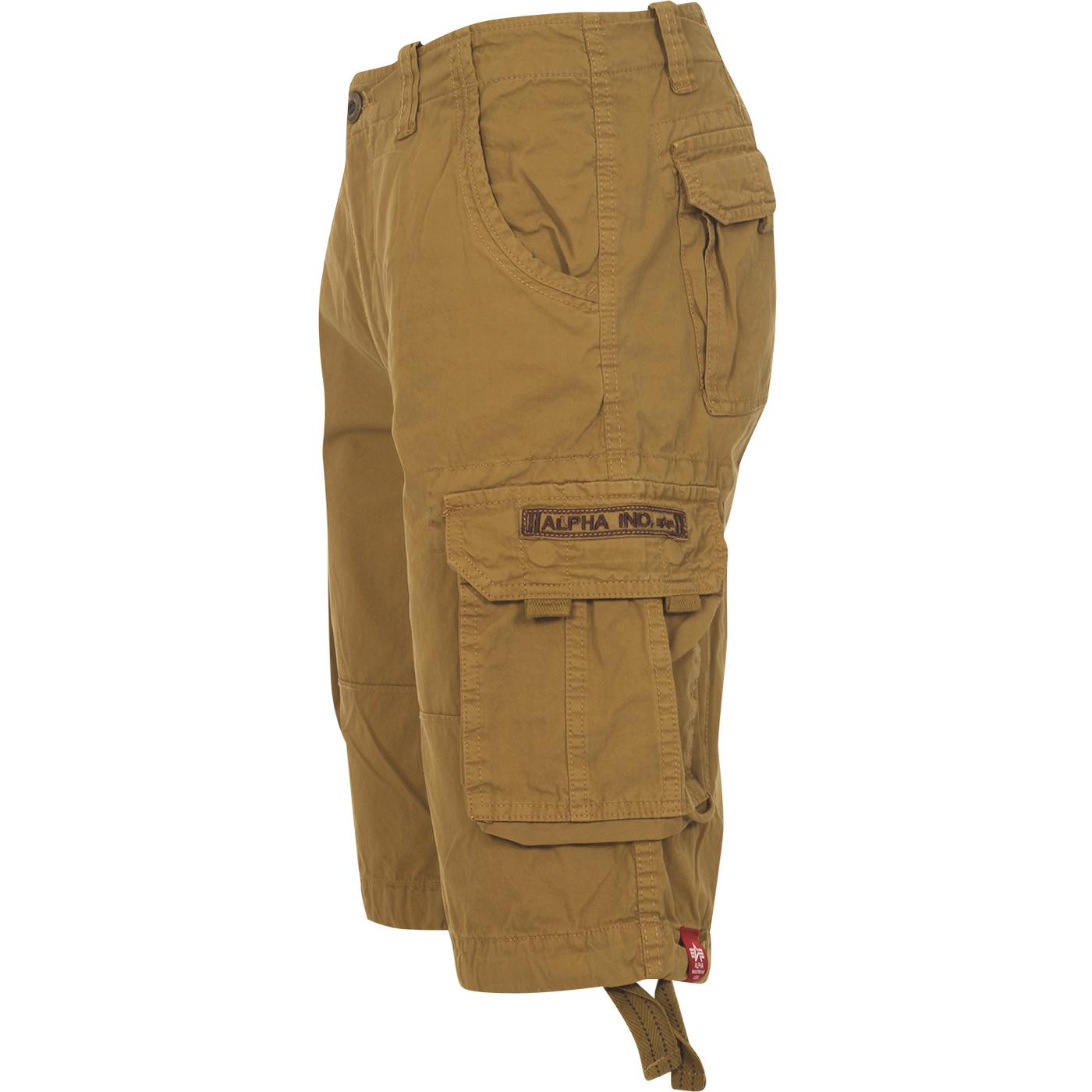 ALPHA INDUSTRIES Retro Cargo Pocket Jet Shorts in Khaki