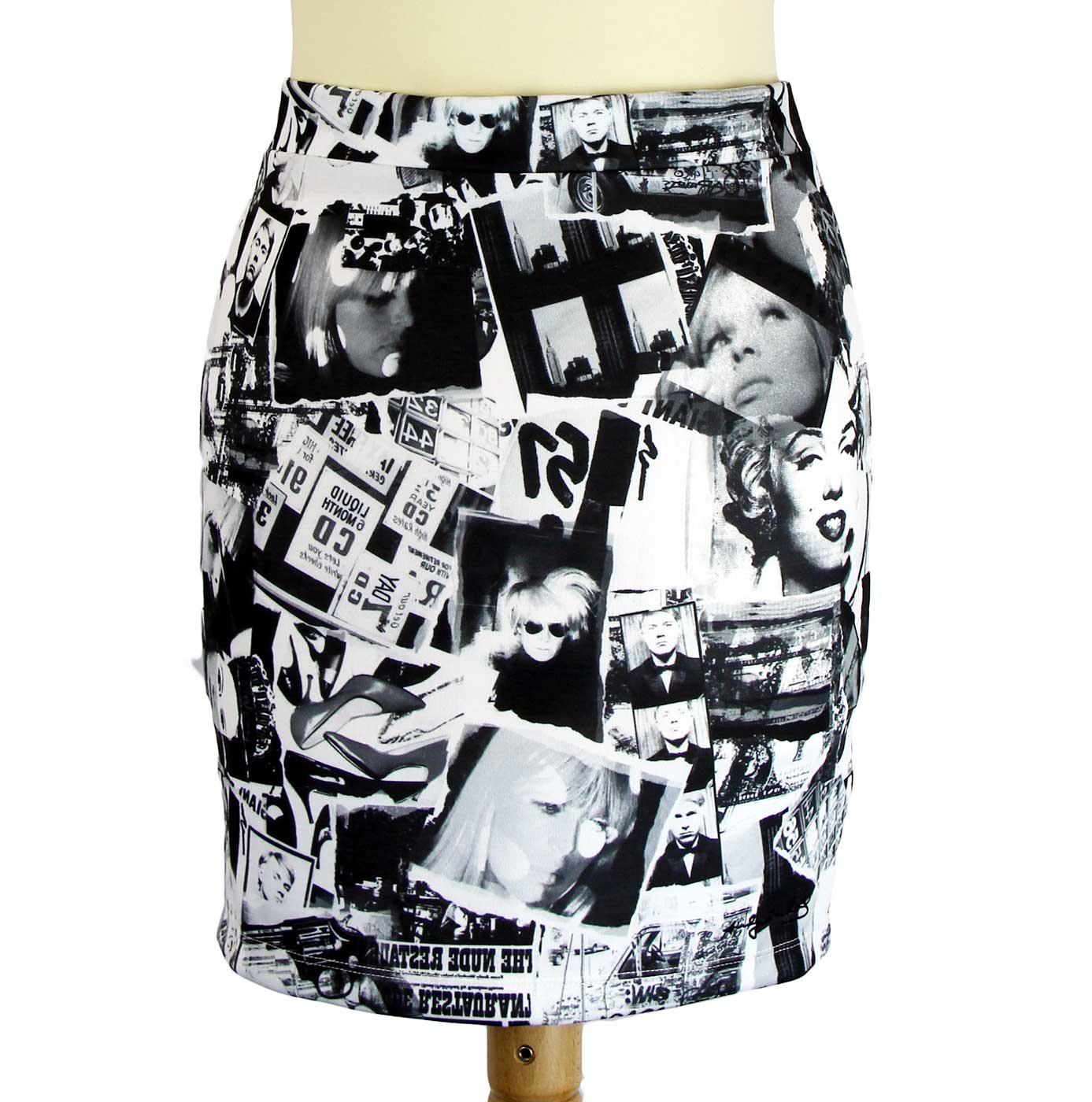 Harry ANDY WARHOL Retro 60s Mod Printed Skirt
