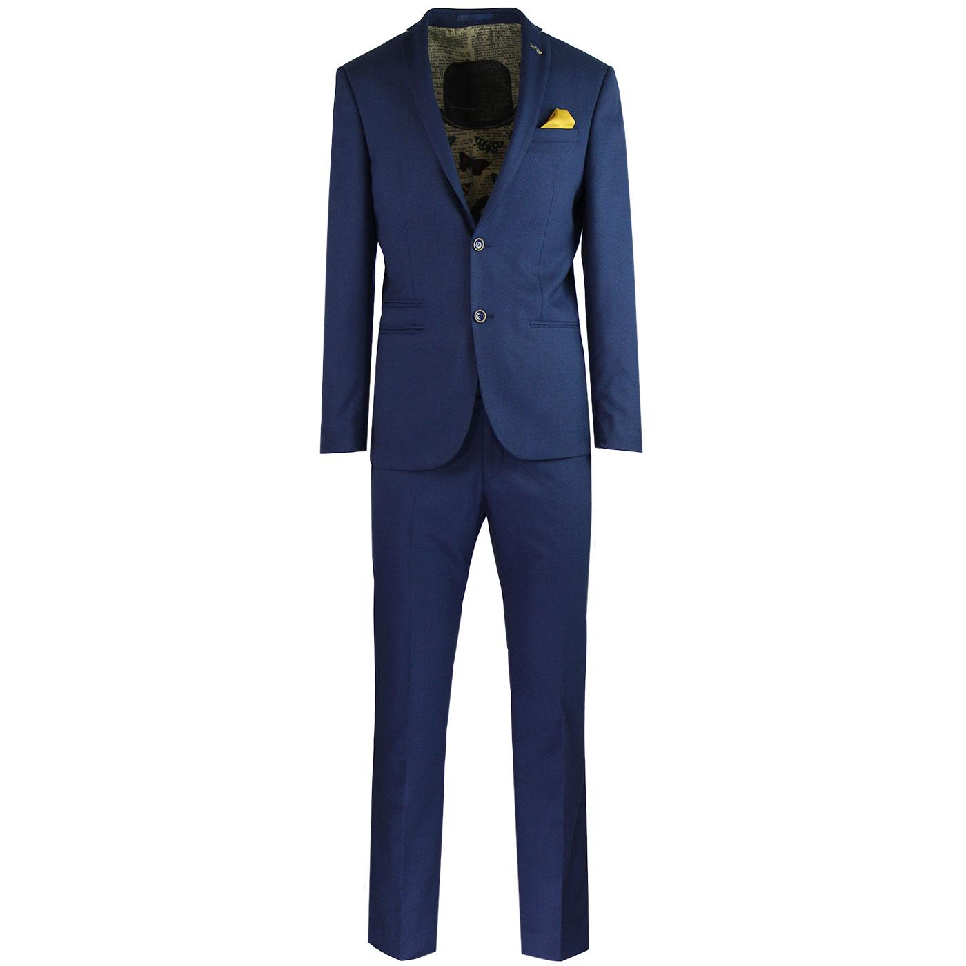 ANTIQUE ROGUE 60s Mod 2 Button Hopsack Suit - Blue