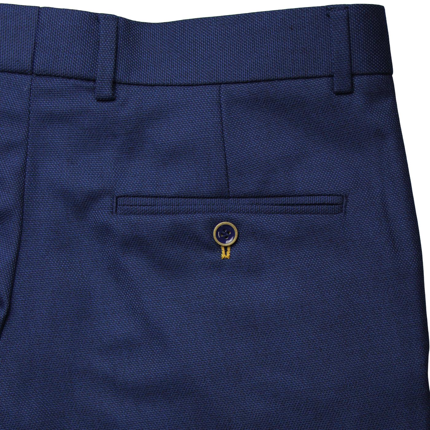 ANTIQUE ROGUE 60s Mod Hopsack Waffle Suit Trousers Blue
