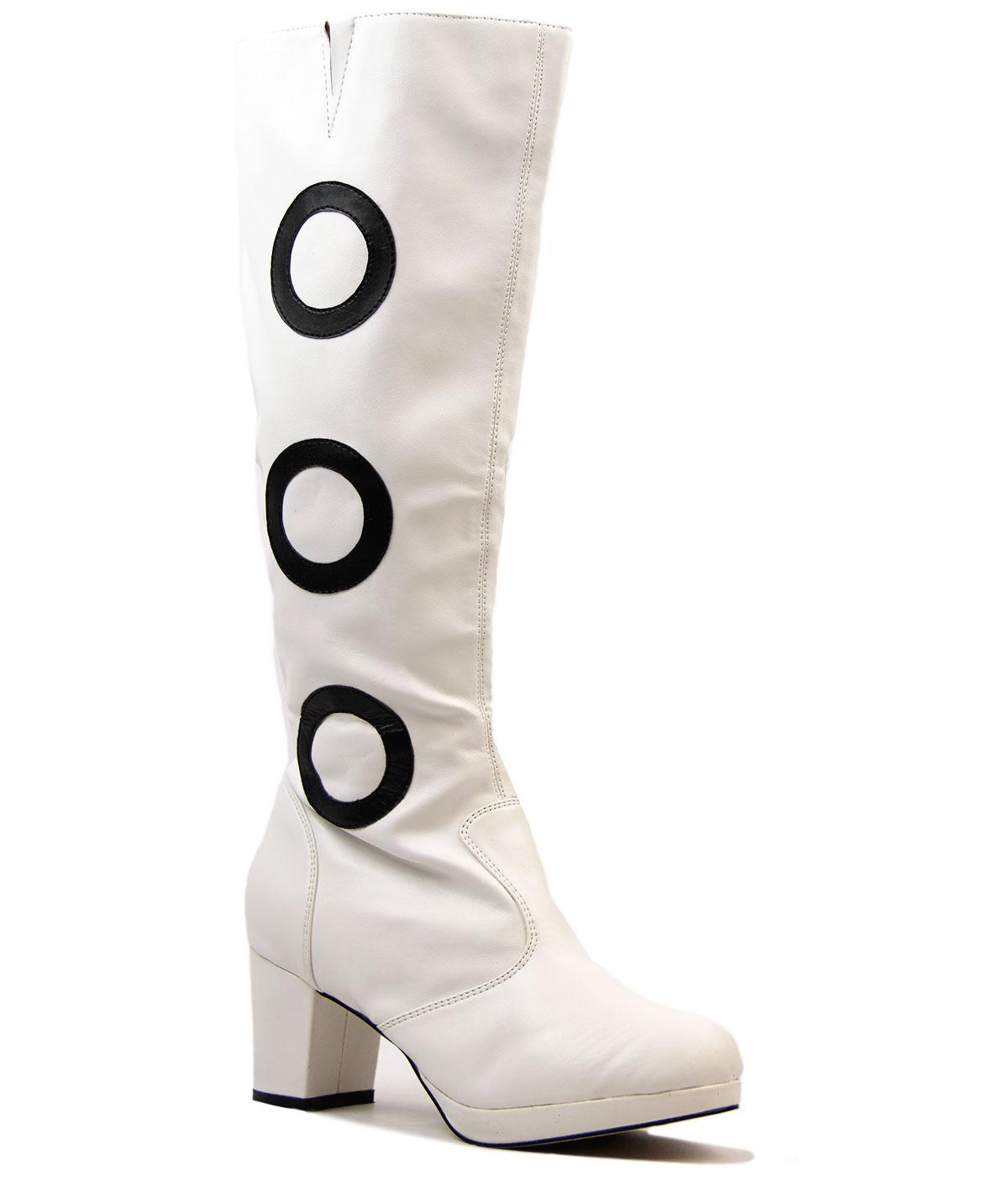 white retro wide calf gogo boots