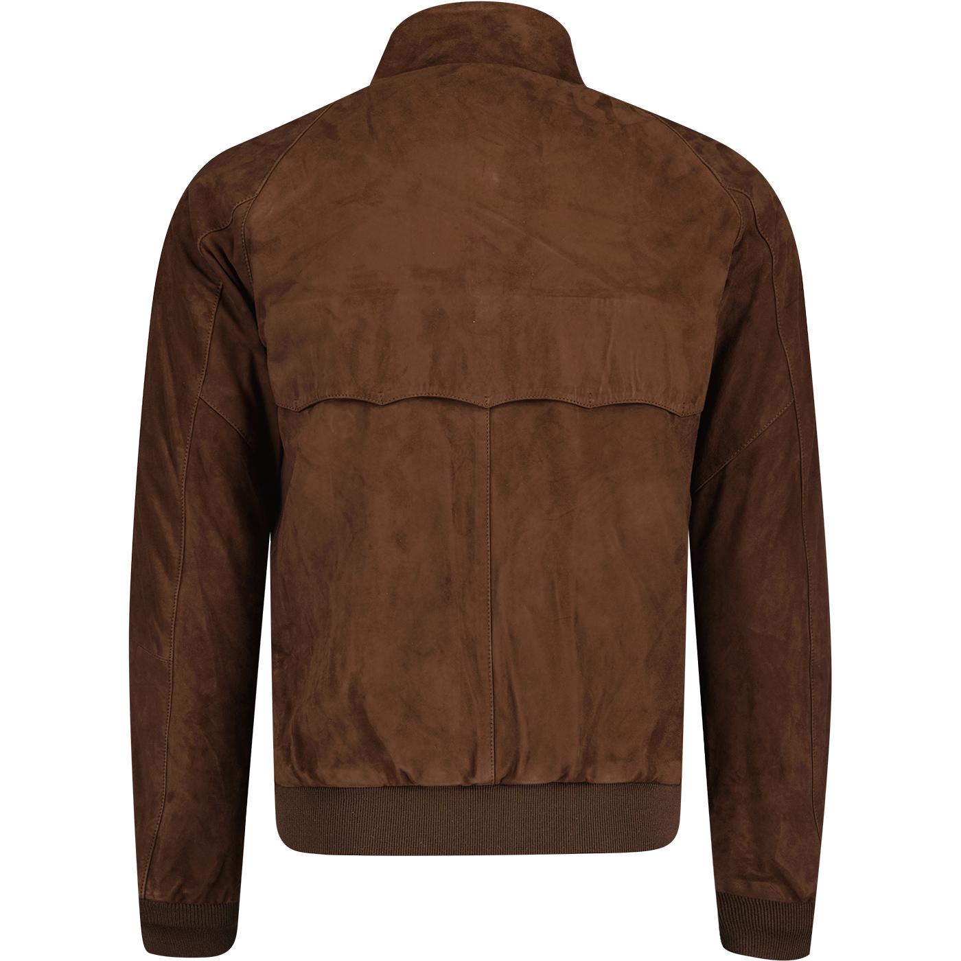 BARACUTA G9 Suede Retro Mod Harrington Jacket in Chocolate