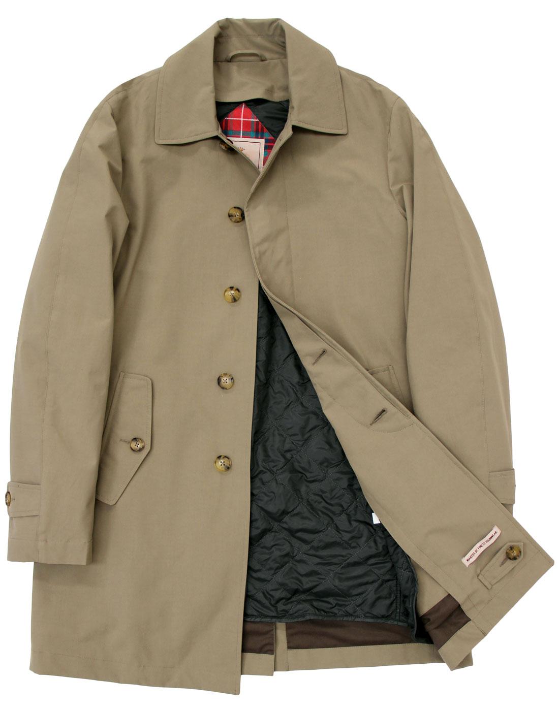 BARACUTA G10 Detachable Quilted Liner 60s Mod Mac Coat in Taupe