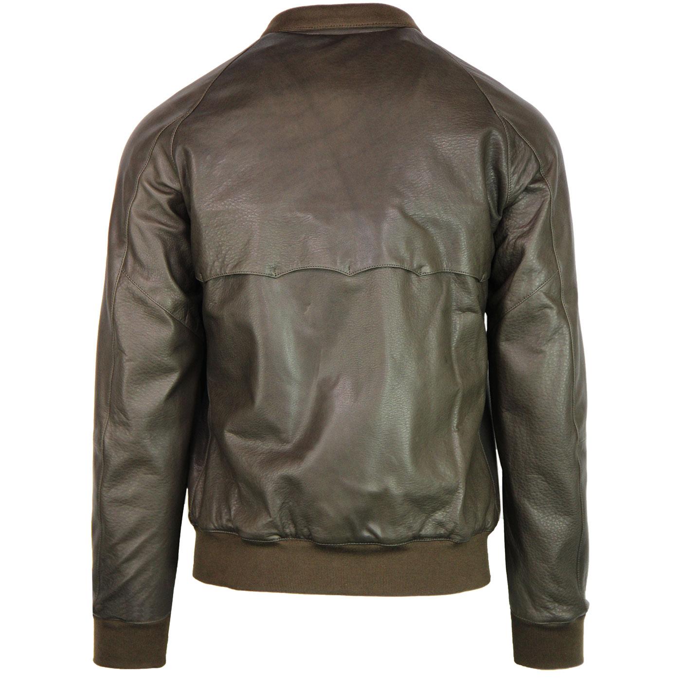 BARACUTA G9 Leather Retro Mod Harington Jacket in Taupe