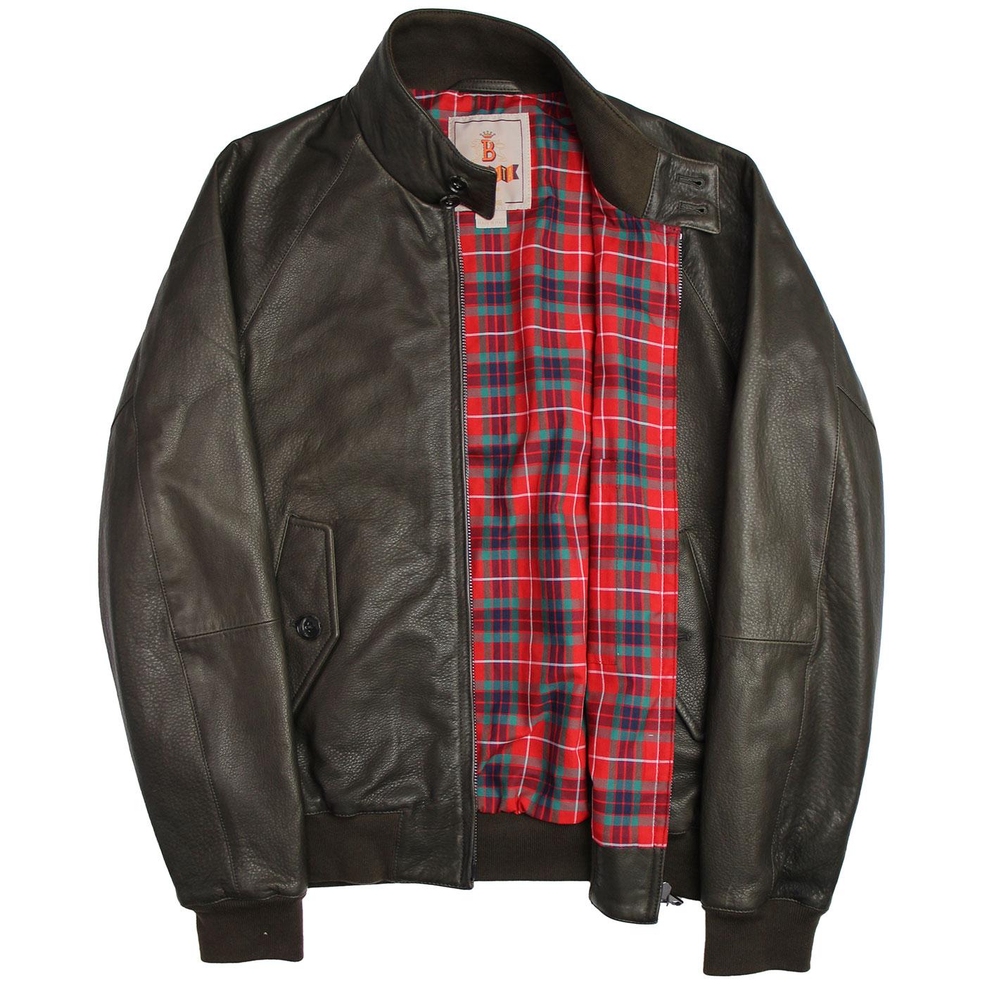 BARACUTA G9 Leather Retro Mod Harington Jacket in Taupe